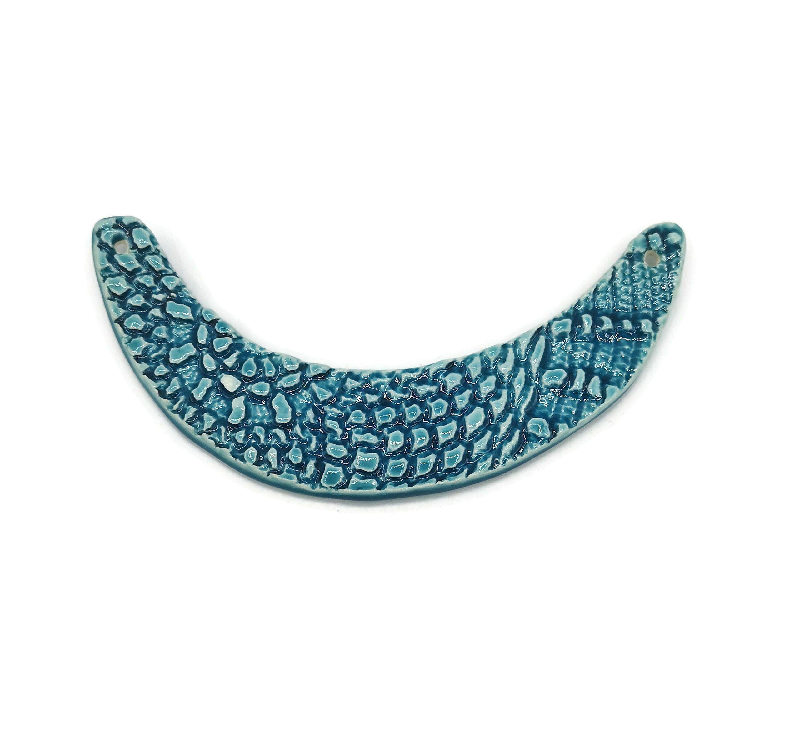 Handmade Blue Ceramic Bib Necklace for Women - Large Statement Pendant for Jewelry Making & DIY Crafts | Perfect for Parties, Weddings & Boho Fashion Accessories