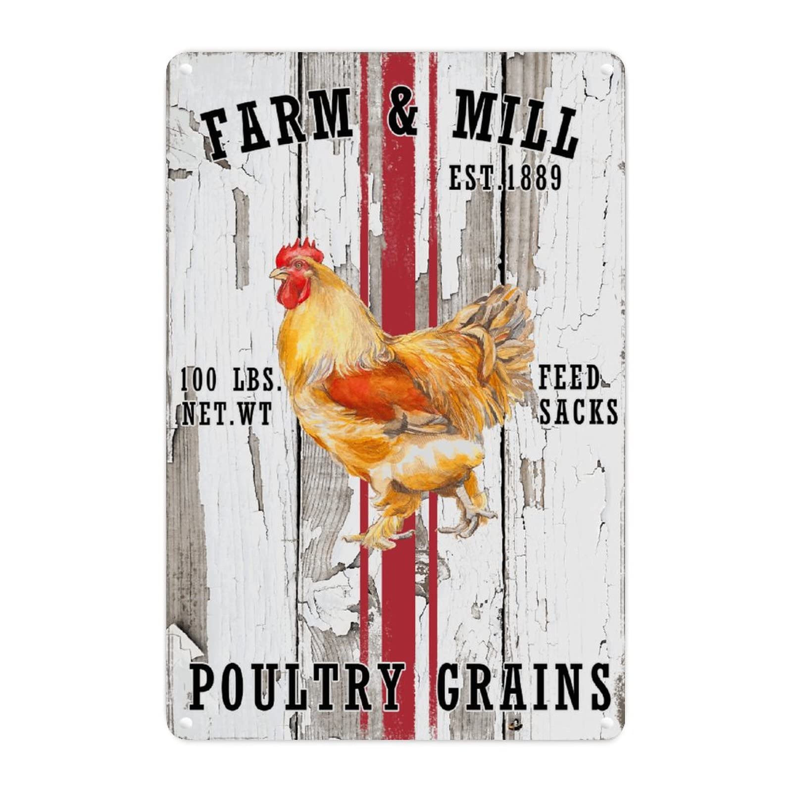 Vintage Rooster Metal Wall Art Sign - Distressed Farmhouse Decor for Chicken Coop, Kitchen & Bedroom - 8x12 Inch Rustic Aluminum Poultry Sign - Perfect Gift for Rooster Lovers & Farmhouse Style Homes