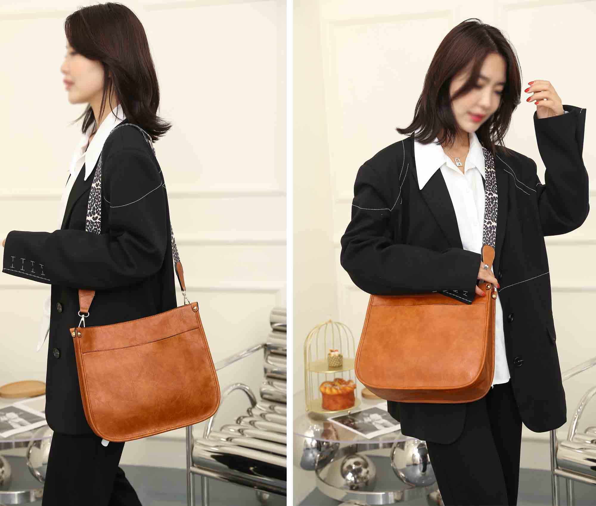 Stylish Leopard Print Crossbody Shoulder Bag for Women - Vegan PU Leather Messenger Purse for Casual Outings, Work & Travel