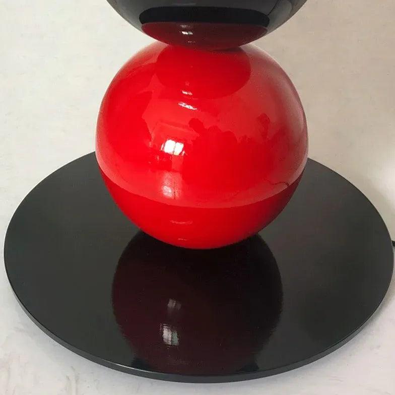 Modern Vertical Spherical Red Metal Floor Lamp - Adjustable Height LED Standing Light for Living Room, Bedroom & Office Decor - Warm Ambient Lighting for Reading Corner, Lounge Area & Workspace