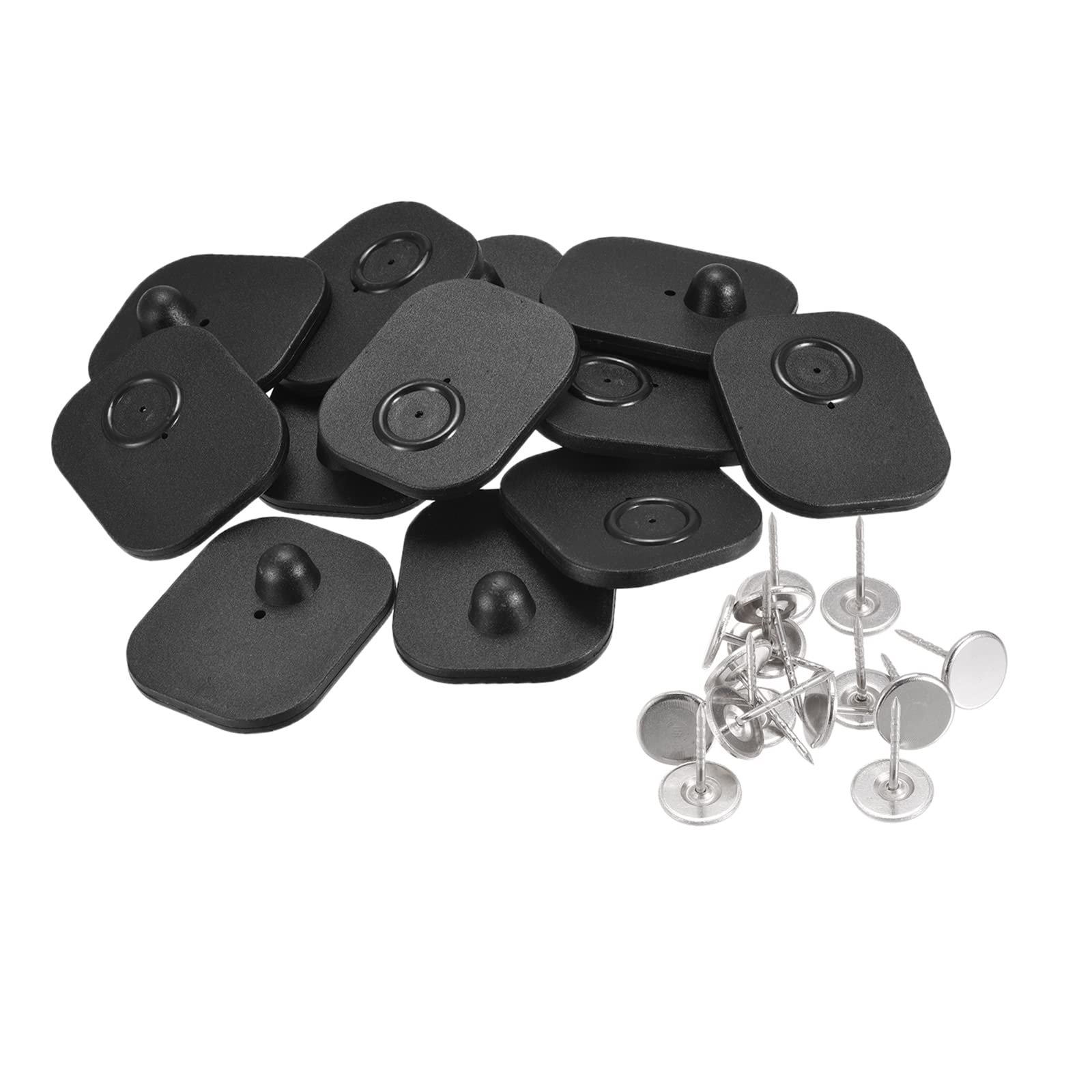 Meccanity Anti-Theft Retail Security Hard Tags with Pins - 100 Pack RFID EAS Security Tags for Clothing, Shoes & Hats - Square Back Design for Retail Stores & Boutiques