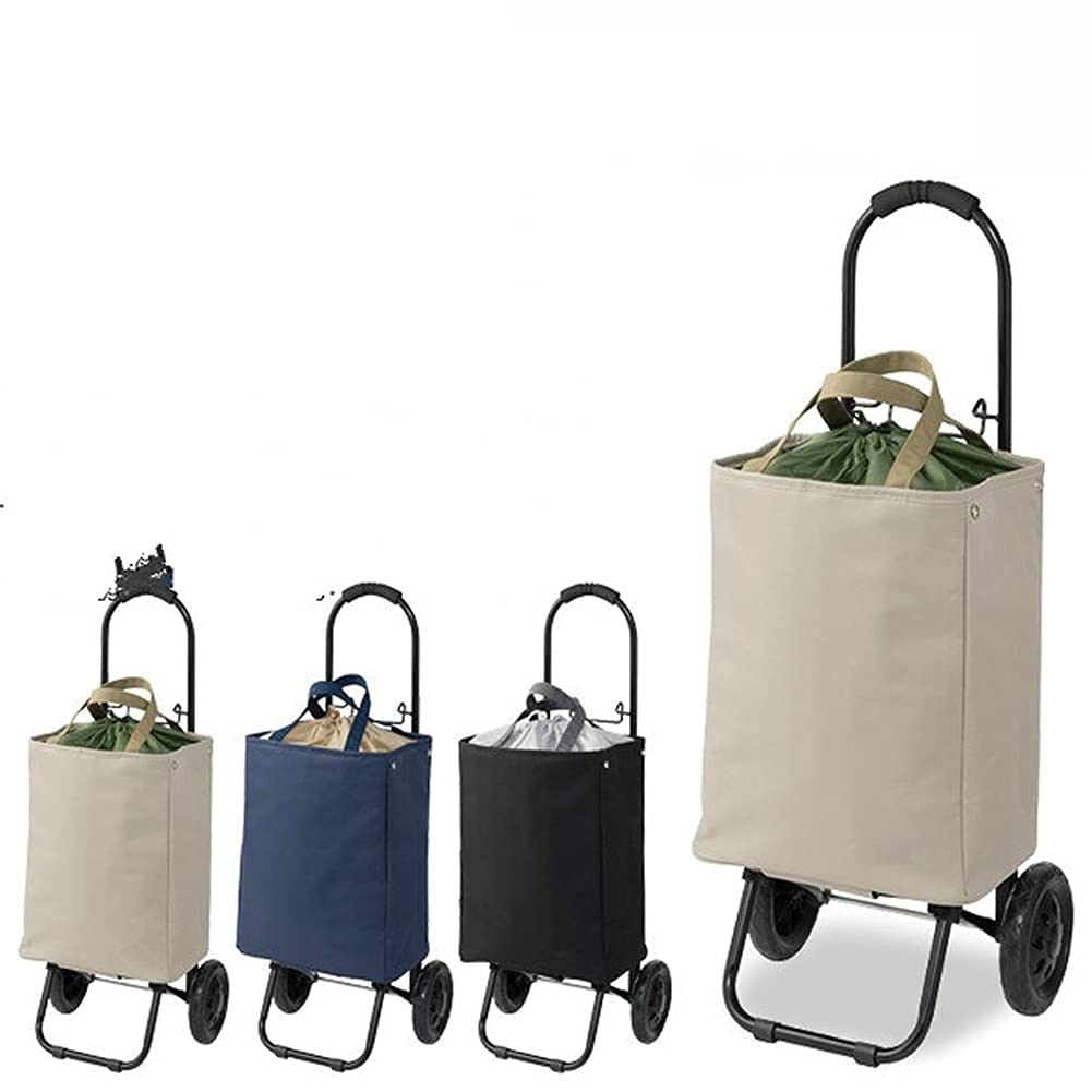 Foldable Collapsible Wagon Cart with Removable Canvas Bag - Heavy Duty Utility Cart with Wheels for Grocery Shopping, Beach, Camping, Picnic & Outdoor Activities (Beige)