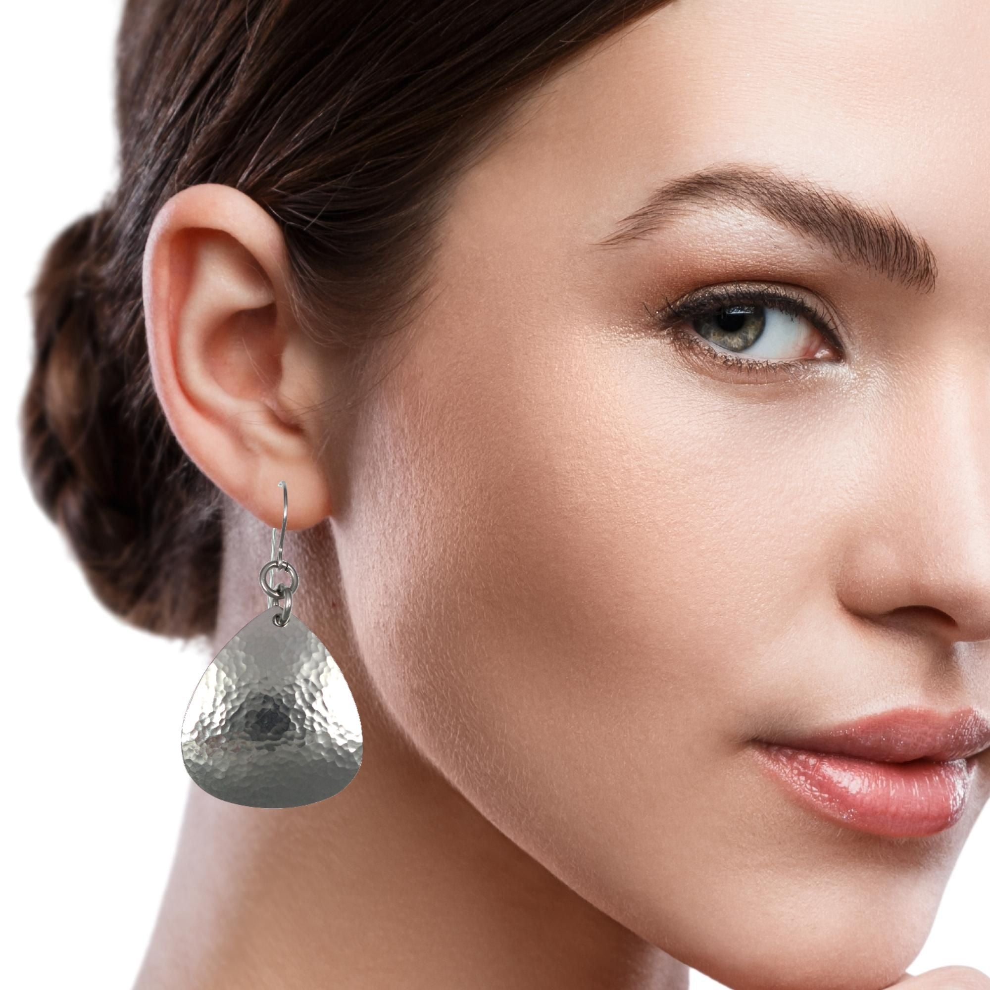 Hammered Triangular Stainless Steel Drop Earrings for Women - Hypoallergenic Dangle Earrings for Everyday Wear, Parties & Special Occasions