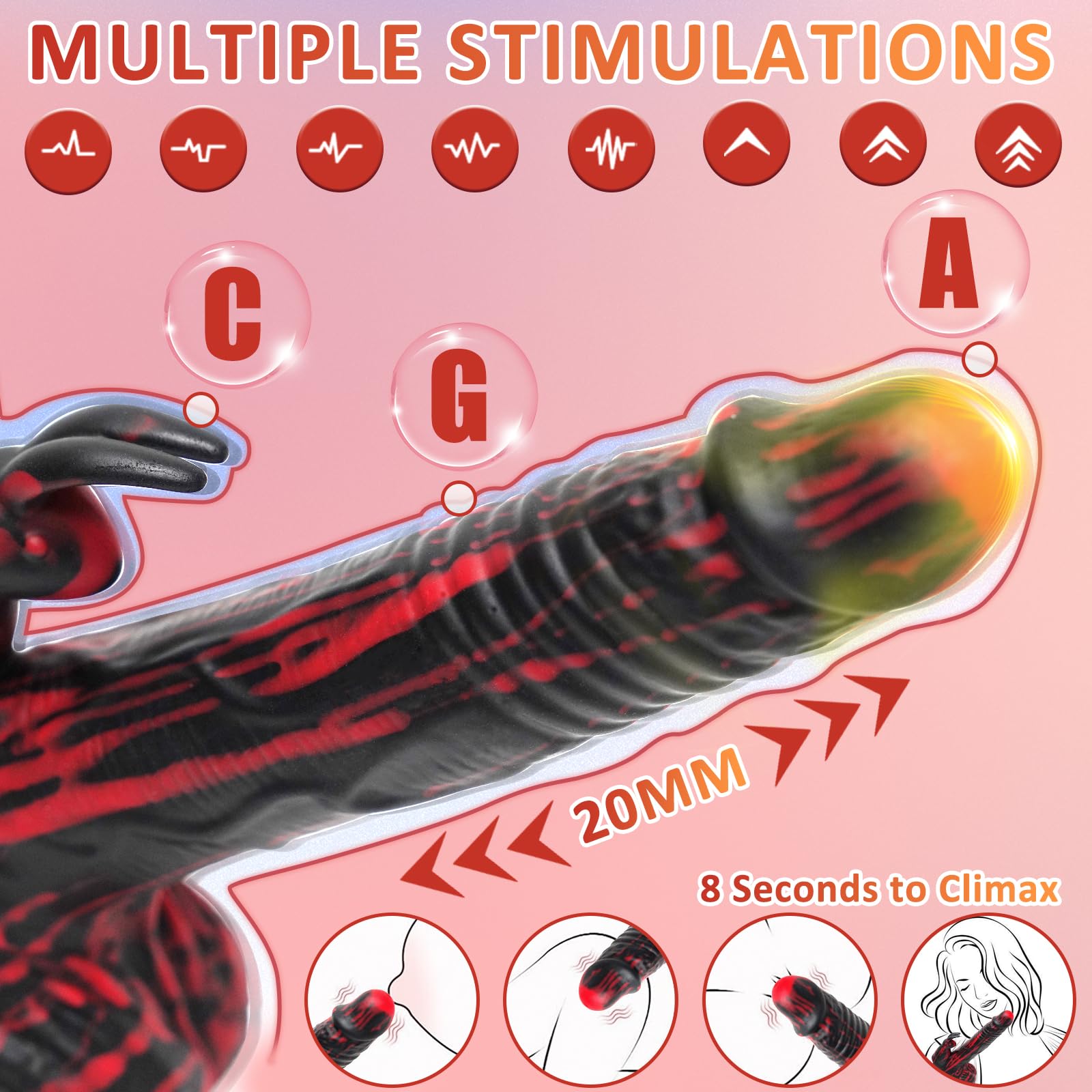 8.26 Inch Realistic Thrusting Dildo Vibrator with Remote Control - 3 Thrusting & 5x5 Vibration Modes for Women & Couples - G-Spot, Clit & Anal Stimulation - Perfect for Solo Play, Couples Intimacy & BDSM Exploration