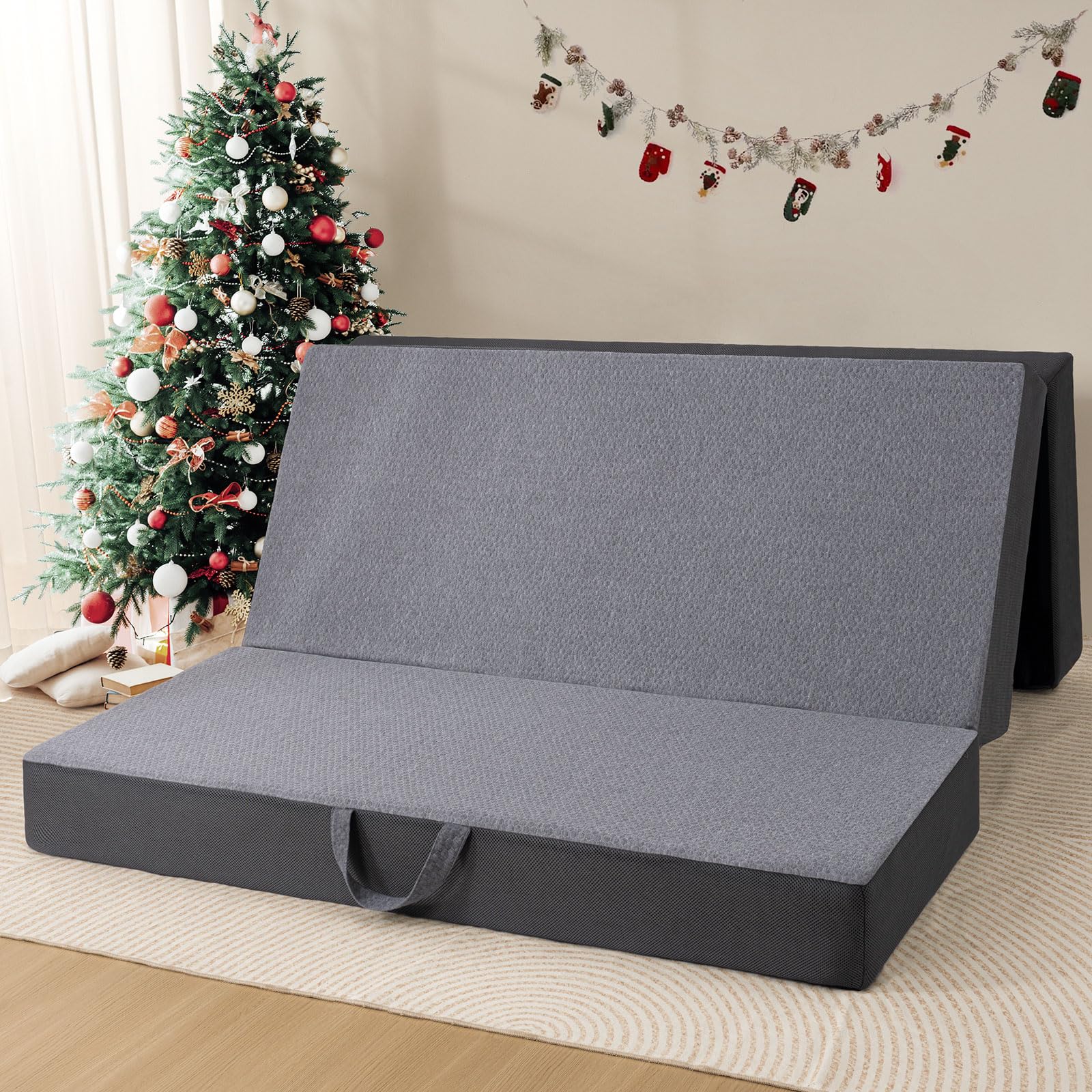 Vamcheer 6 Inch Tri-Fold Memory Foam Mattress Queen Size (78