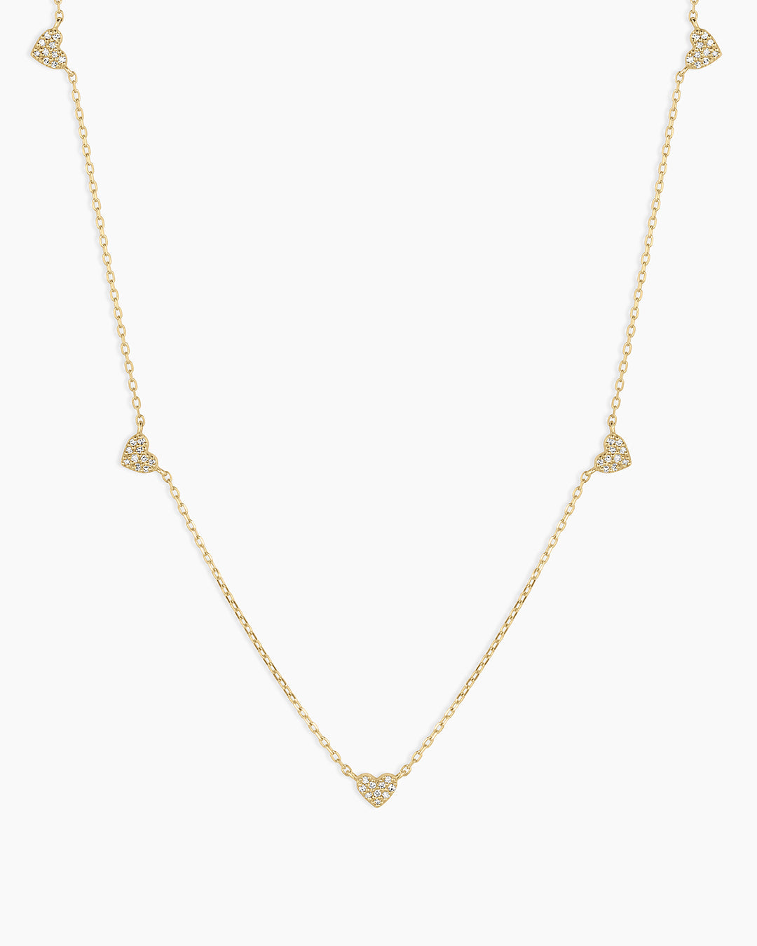 Elegant Diamond Pavé 5 Heart Necklace - 14K Gold Pendant for Women | Perfect Gift for Anniversary, Valentine's Day & Special Occasions