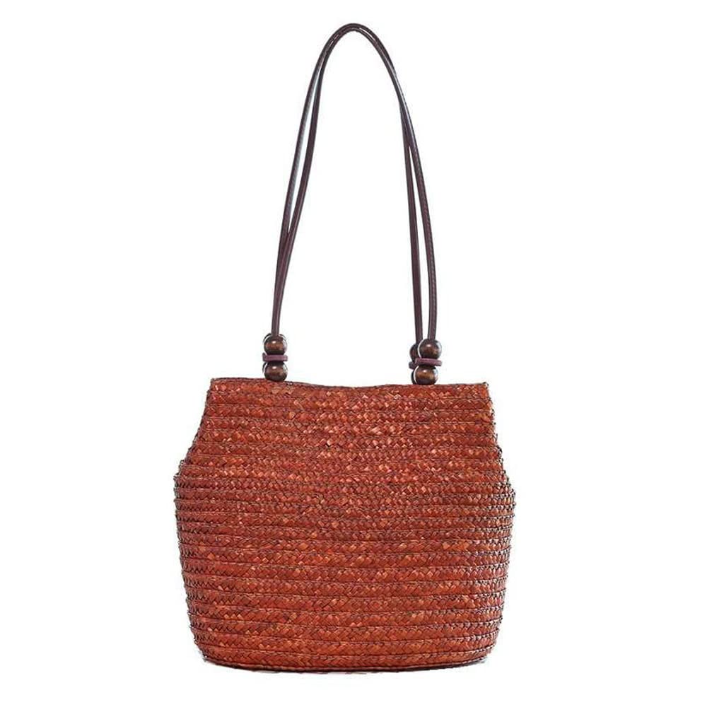 Women's Straw Beach Bag - Large Summer Scarf Tote for Travel & Shopping | Casual Handmade Shoulder Bag