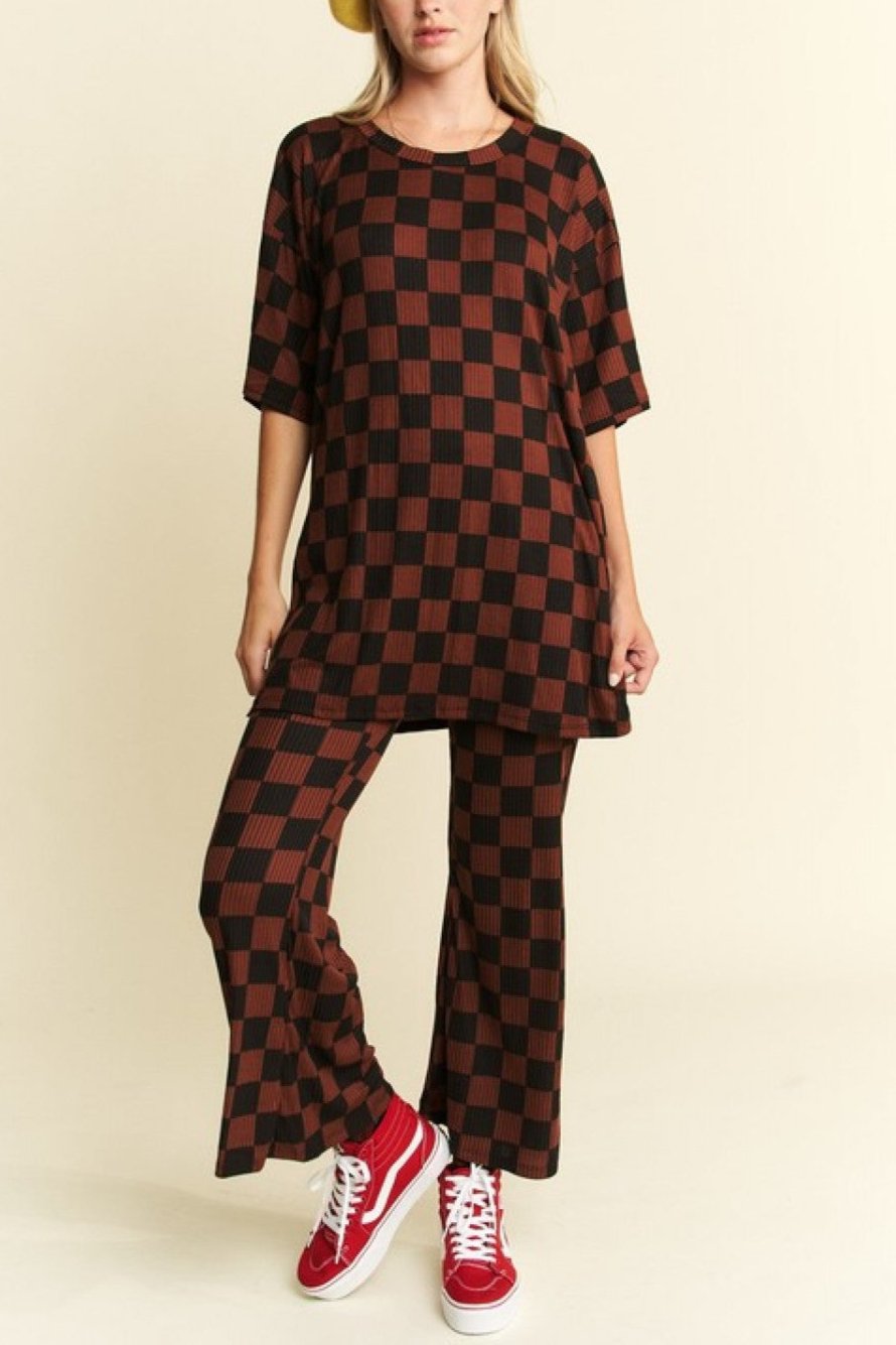 Stylish Mocha & Black Checkered Blouse for Women - Trendy Plaid Shirt for Casual Outfits, Office Wear & Date Nights