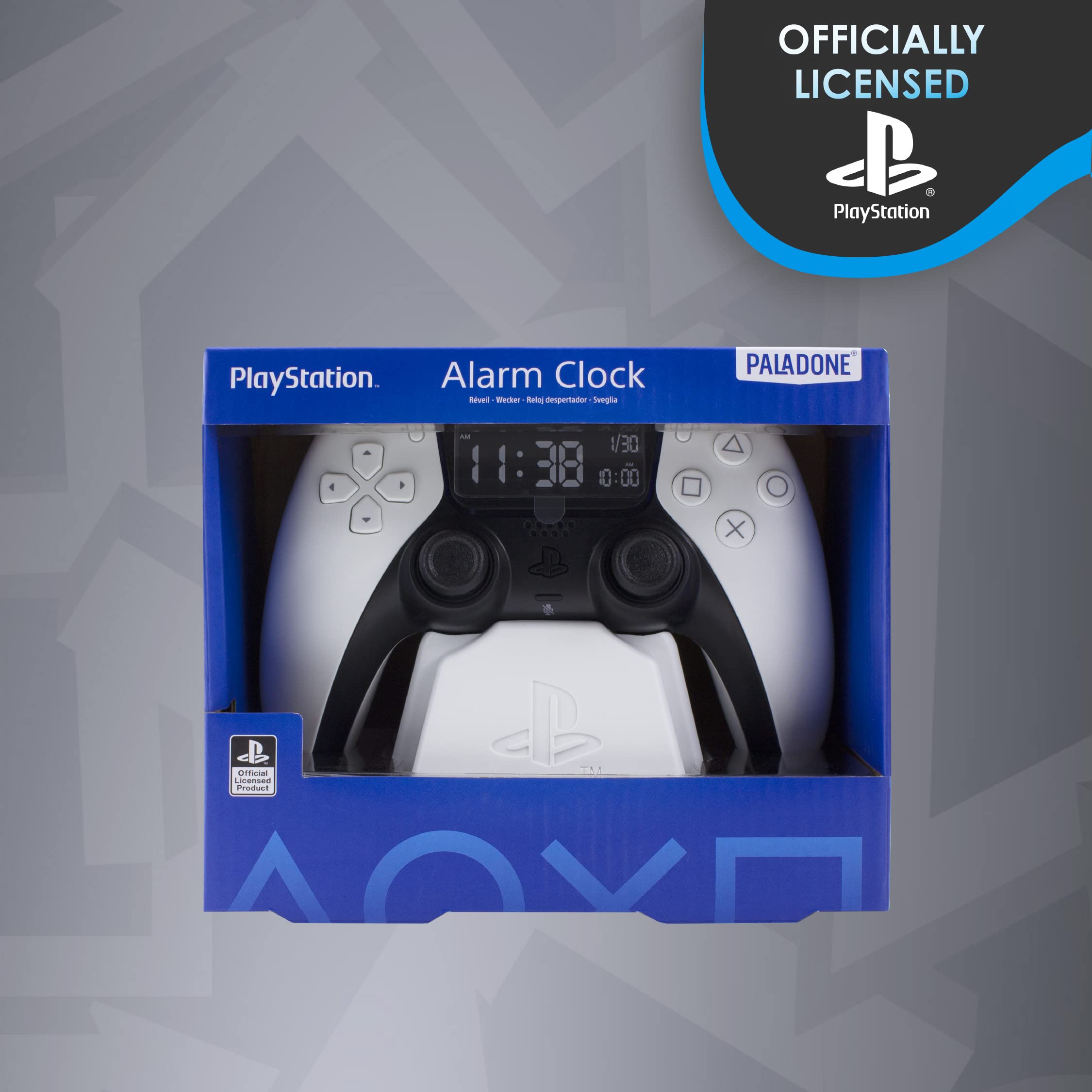Official PlayStation PS5 Controller Alarm Clock - Licensed Sony Merchandise, White Gaming Desk Accessory for Bedroom & Office Decor