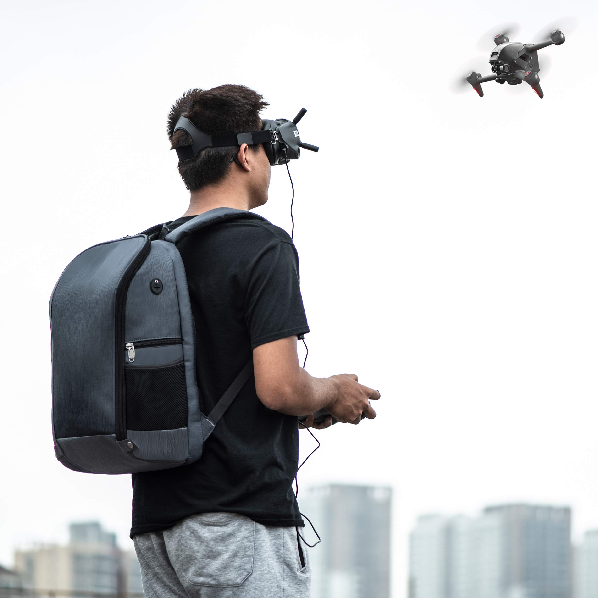 DJI FPV Drone Backpack - Waterproof & Foldable Shoulder Bag for DJI FPV Combo Accessories, Anti-Theft Case with Decompression Straps (Black) - Perfect for Travel, Hiking & Drone Photography Adventures