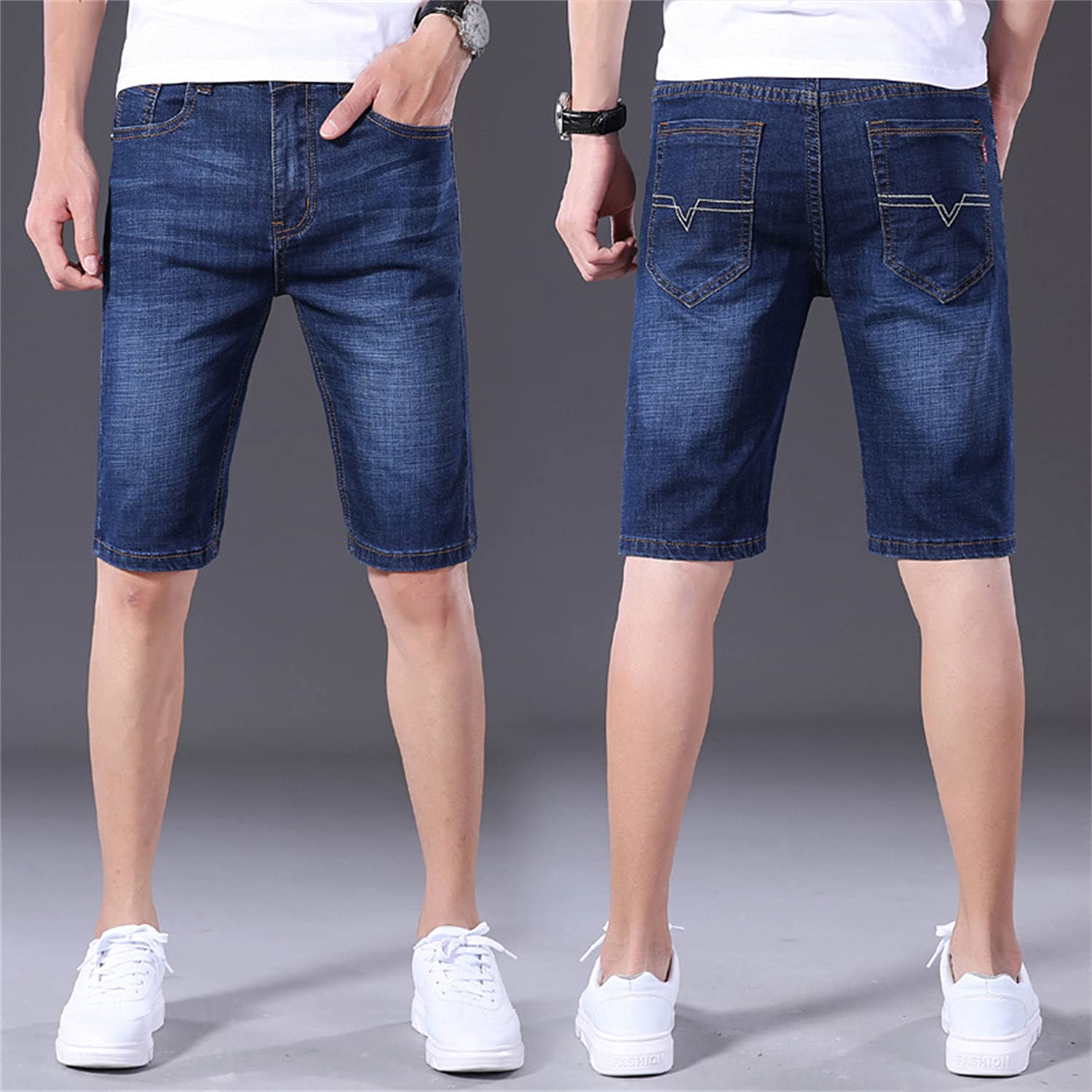 Men's Slim Fit Stretch Denim Shorts - Comfortable Relaxed Fit Classic Jean Shorts for Casual Wear | Perfect for Summer, Travel & Outdoor Activities