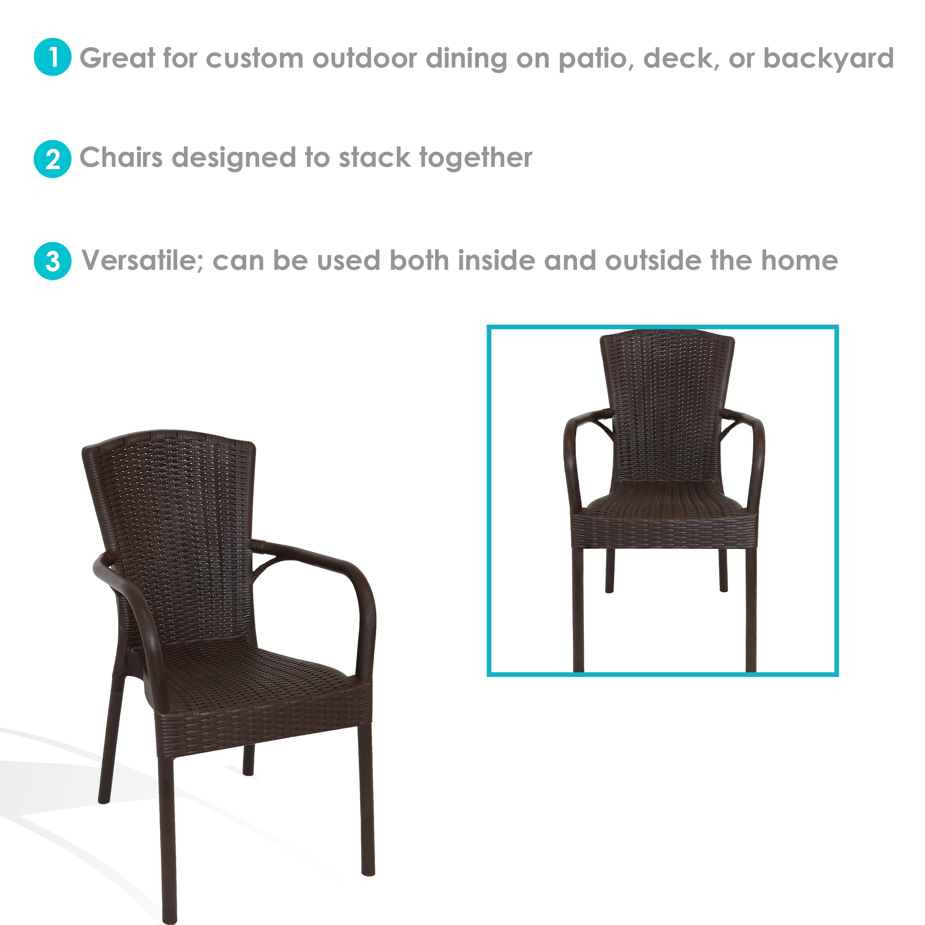 Sunnydaze Segesta All-Weather Plastic Patio Dining Chair - Outdoor Garden, Poolside, Deck, and Backyard Furniture for Relaxing and Entertaining