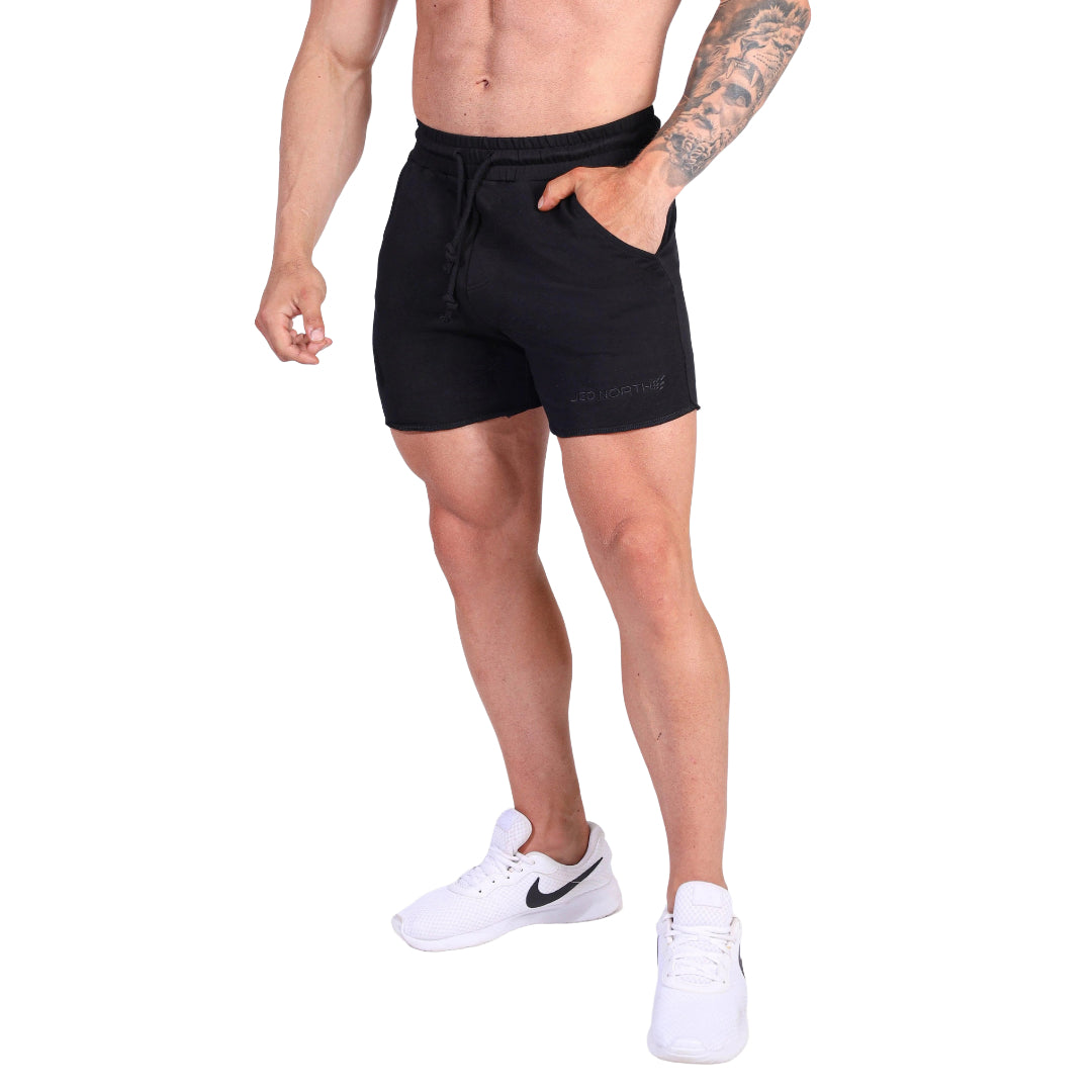 Jed North Motion 5 Sweat Shorts for Men - Black Athletic Running Shorts with Pockets - Perfect for Gym, Jogging & Casual Wear