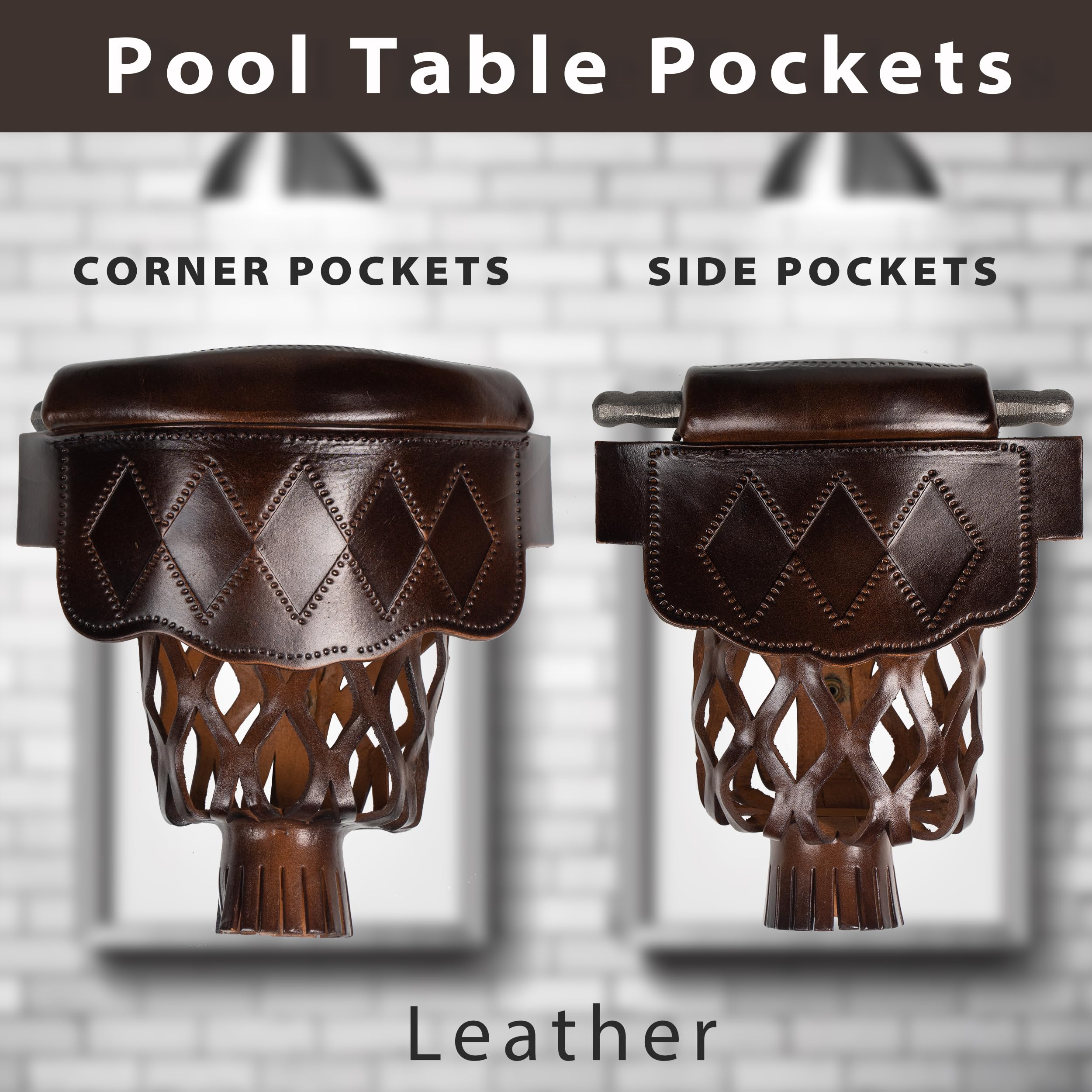 Premium Collapsible Leather Pool Table Pockets - Set of 6 Replacement Billiard Pockets for Professional & Home Game Rooms | Durable & Easy Installation for 8ft/9ft Tables