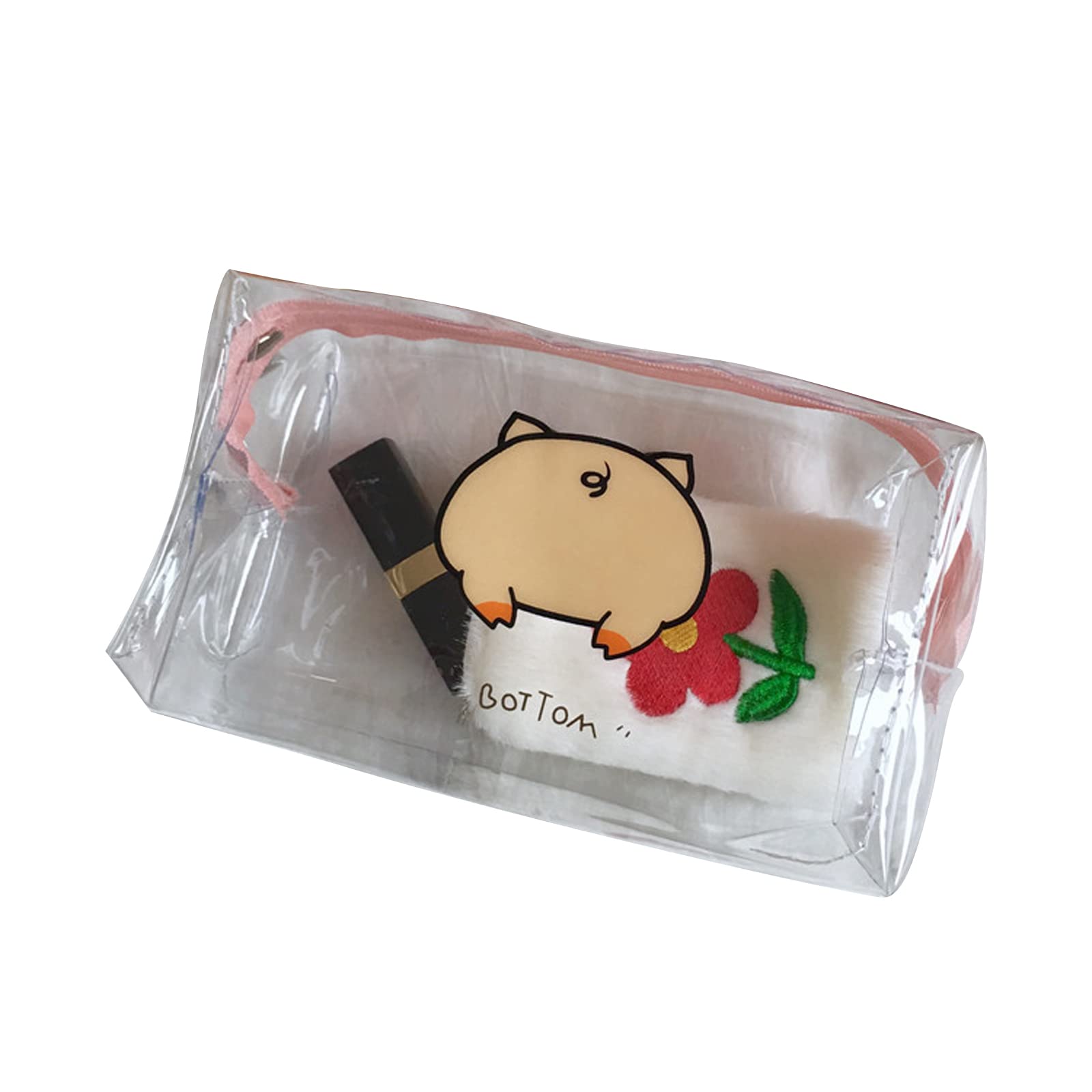 1 Pack Clear Cute Pig Transparent Makeup Bag for Women & Girls - Waterproof Cosmetic Organizer for Travel, Gym & Daily Essentials Storage