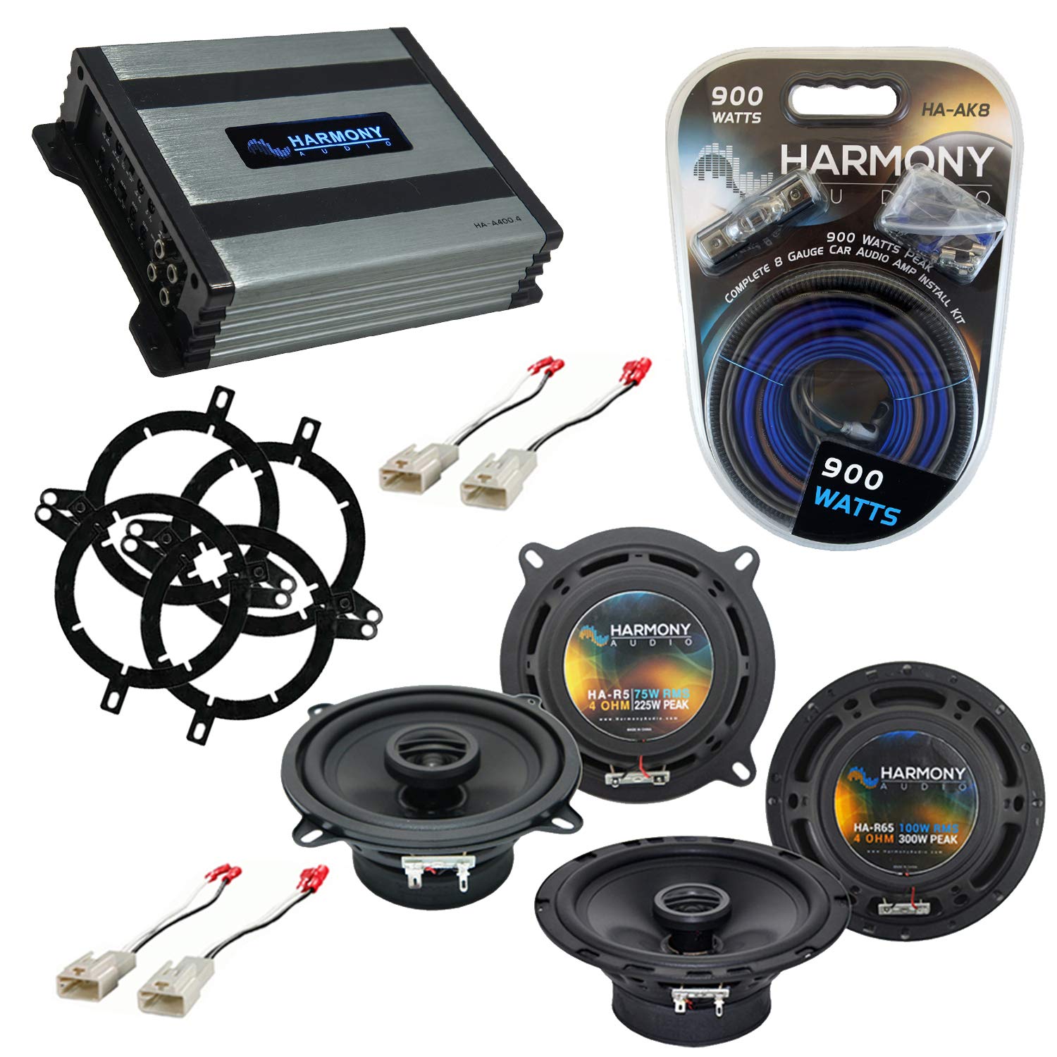 Harmony Audio HA-A400.4 Amp Bundle with HA-R65 & HA-R5 Speakers - OEM Replacement for 2001-2003 Toyota Highlander - Perfect for Enhanced Car Audio Experience