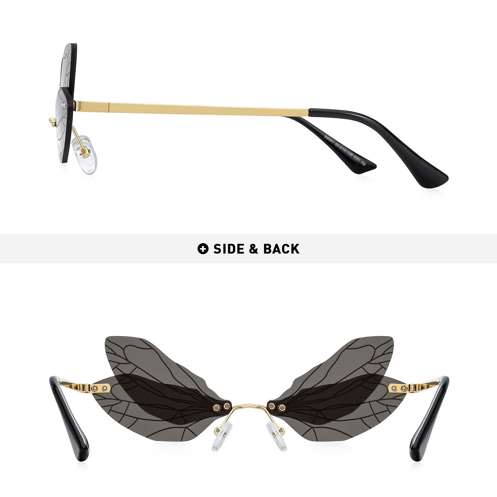 Women's Dragonfly Wing Sunglasses - Frameless Party Shades for Outdoor Fashion