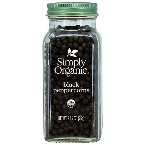 Organic Whole Black Peppercorns | USDA Certified | 2.65 oz (75g) | Piper nigrum L. | Perfect for Cooking, Grilling & Seasoning Dishes