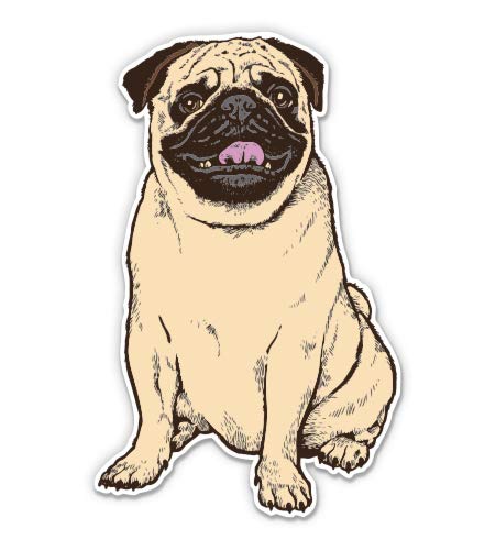 Pug Sketch - 3 Inch Vinyl Sticker - Waterproof Decal for Car, Laptop, Water Bottle, Phone - Perfect for DIY Crafts, Scrapbooking & Personalizing Your Belongings