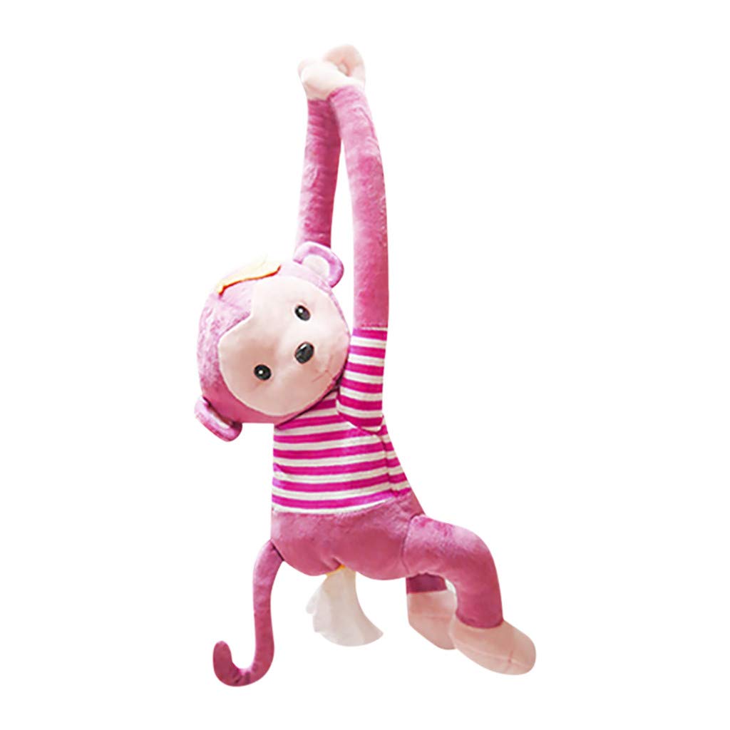 Napkin Box Car Accessories - Cute Monkey Cartoon Hanging Tissue Case, Wall-Mounted Paper Holder, Ambient Lighting for Car Interior, Perfect for Kids and Family Road Trips