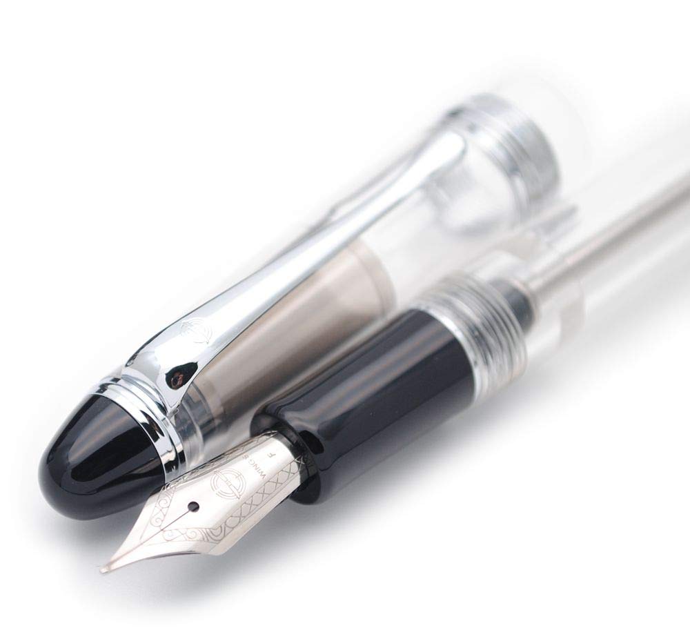 CZXYWST 699 Negative Pressure Vacuum Filling Fountain Pen - Transparent Barrel with Silver Clip, Solid Grip & 0.5mm Fine Nib - Original Gift Box Included - Perfect for Calligraphy, Journaling, and Office Writing