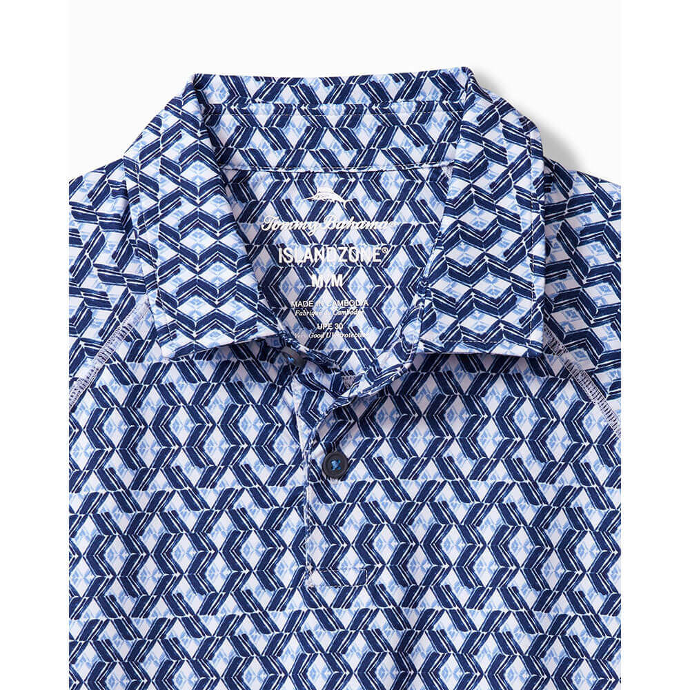 Tommy Bahama Fresco Geo Polo Shirt for Men - Breathable Deep Space Print Casual Shirt | Perfect for Summer Vacations, Beach Outings & Outdoor Adventures