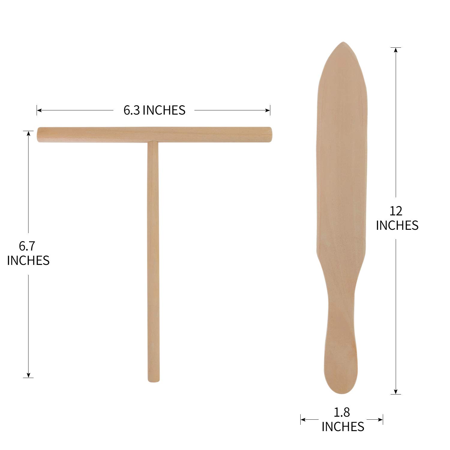 Beech Wood Crepe Spreader and Spatula Set - 2 Piece Small Size for Crepe Pan Maker | Perfect for Making French Crepes, Pancakes, and Desserts at Home