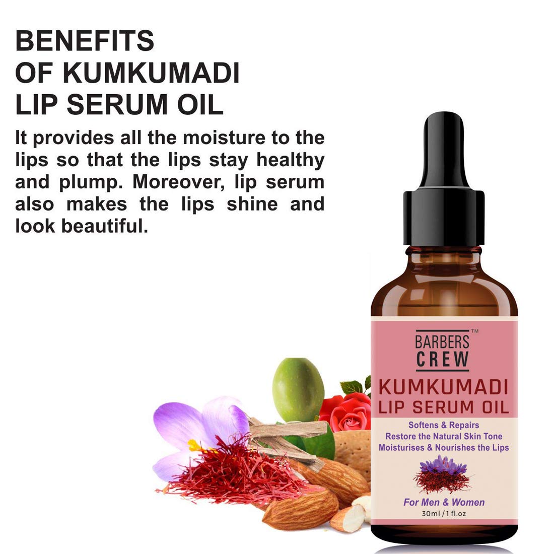 Barbers Crew Lip Serum - Hydrating & Plumping Lip Treatment, 100g | Red Tint for Soft, Smooth Lips | Perfect for Daily Use & Night Care