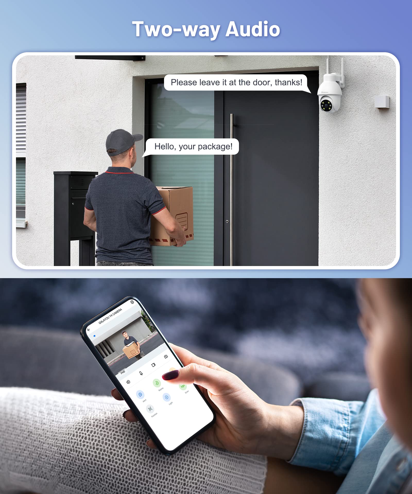 GALAYOU 2K Outdoor Security Camera with PTZ, 360° Waterproof WiFi IP Camera, Color Night Vision, Two-Way Audio, Motion Alerts, Alexa & TF Card Support - Perfect for Home, Garage & Business Surveillance