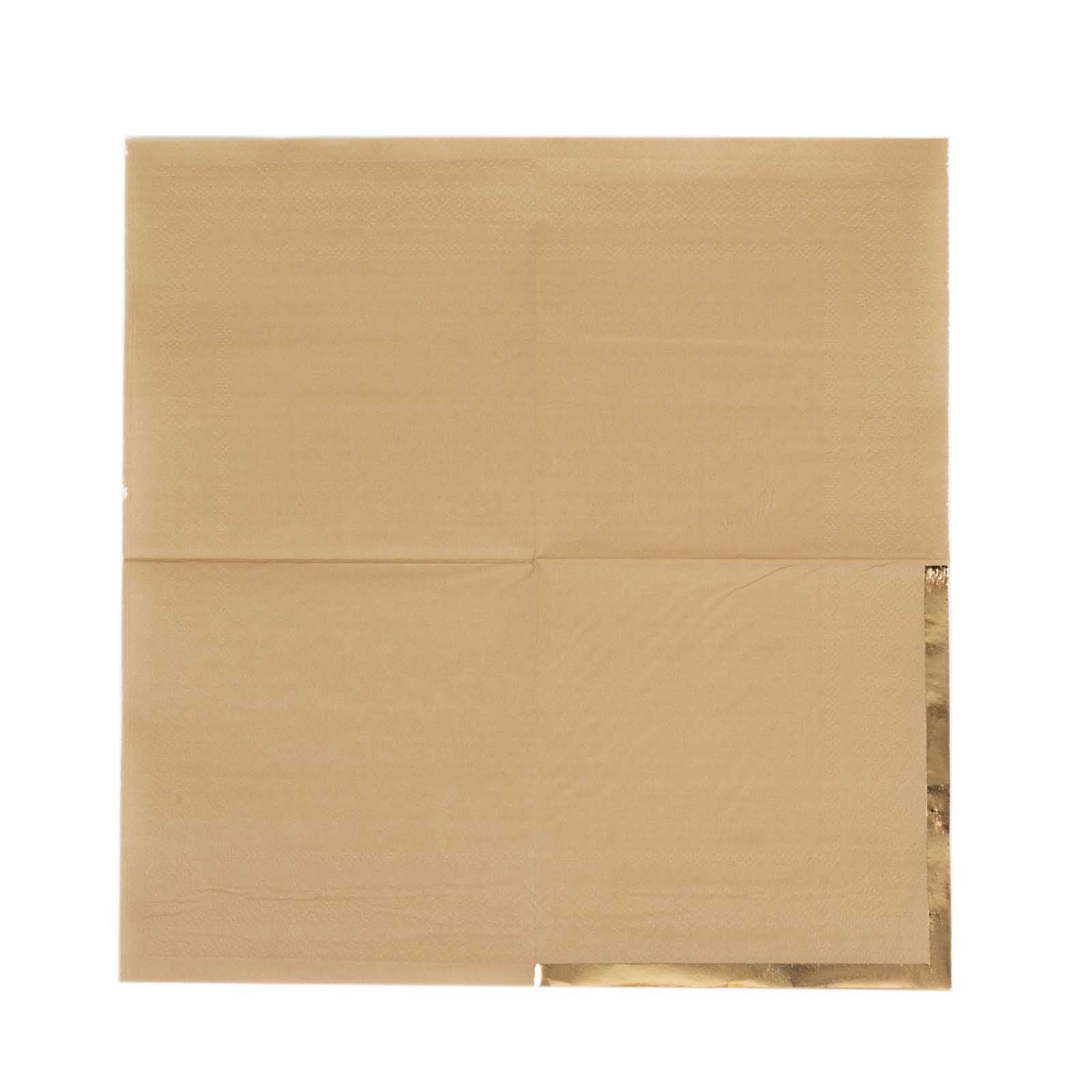 50 Soft 2-Ply Disposable Dinner Cocktail Napkins with Gold Foil Edge - Elegant Party Tableware for Weddings, Events & Home Entertaining