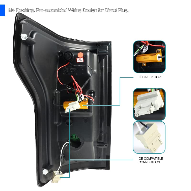 Spec-D Tuning Smoke LED Tail Lights for 2015-2017 Ford F-150 - Left & Right Pair Assembly - Durable & Stylish Upgrade for Truck Enthusiasts - Perfect for Night Driving & Custom Builds