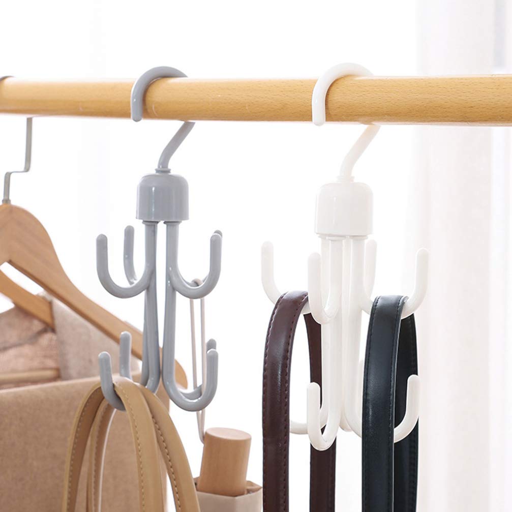 BESPORTBLE 2-Pack 360° Rotating Hanging Hooks - Multi-Purpose Scarf, Tie, Hat & Wardrobe Organizer - Space Saving 2-Tier Rotating Hook for Closet, Cupboard & Dorm Room Organization