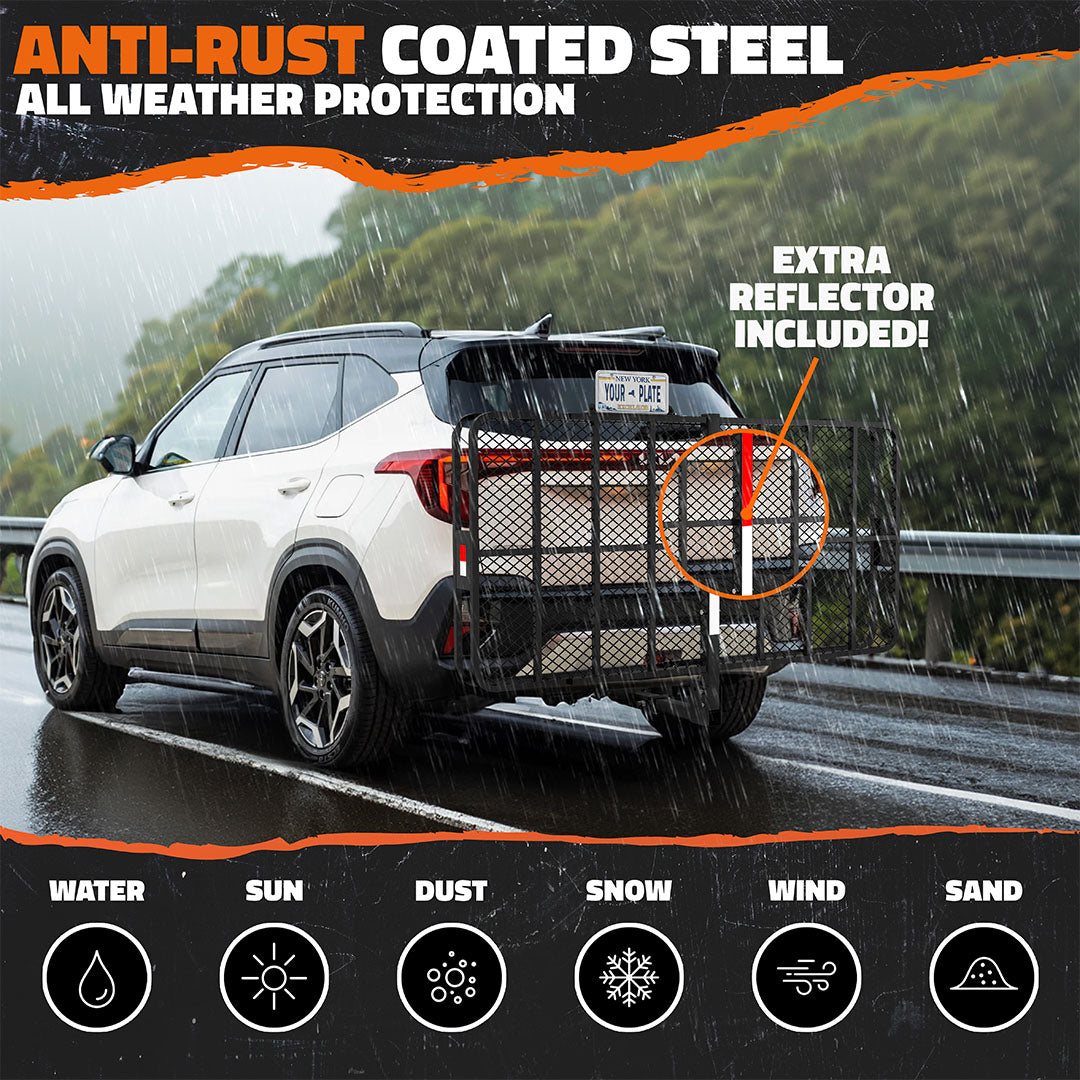 72x36x6 Heavy Duty Hitch Mount Cargo Carrier with Rear Lights - Perfect for Road Trips, Camping & Outdoor Adventures