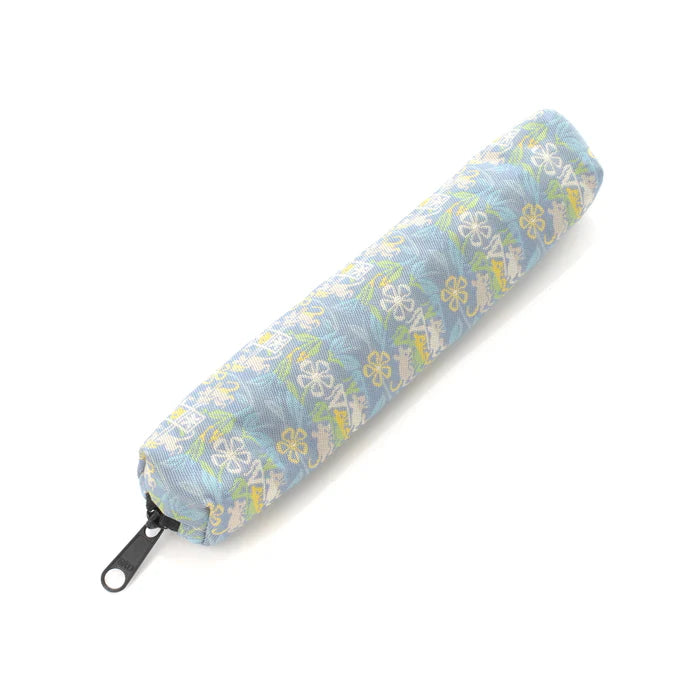 Nishijin Woven Pencil Case - Traditional Japanese Craft from Kyoto | Blue Grey Design with Marrying Mice Cut Paper Pattern | Perfect for School, Office & Gift Giving