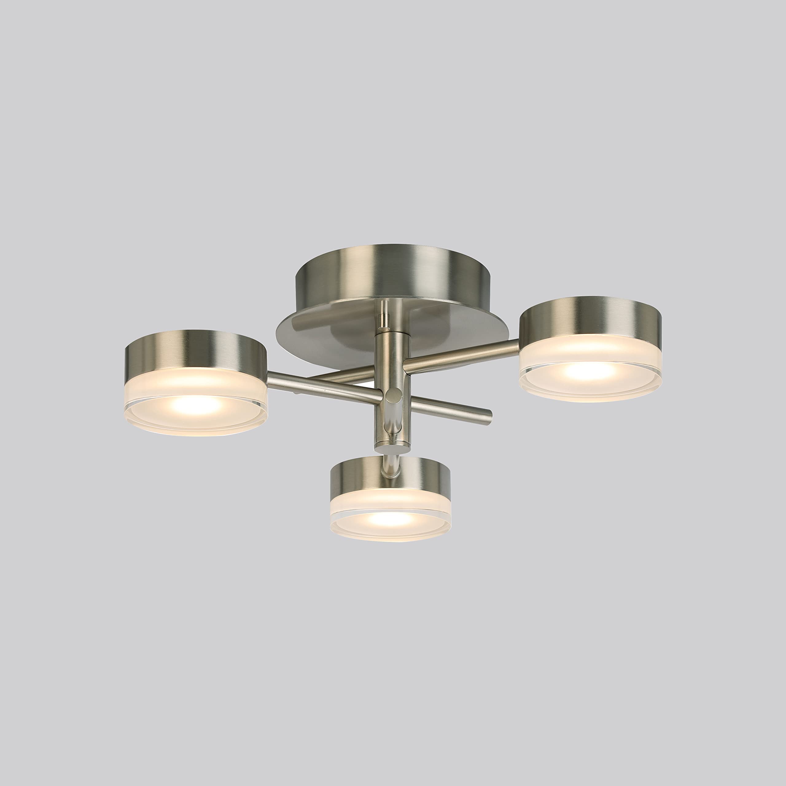 EGLO Transton 3-Light Dimmable LED Semi Flush Mount Ceiling Light Fixture - Modern Nickel Finish for Hallway, Living Room, Closet & Bedroom Lighting - Perfect for Home, Apartment & Office Decor