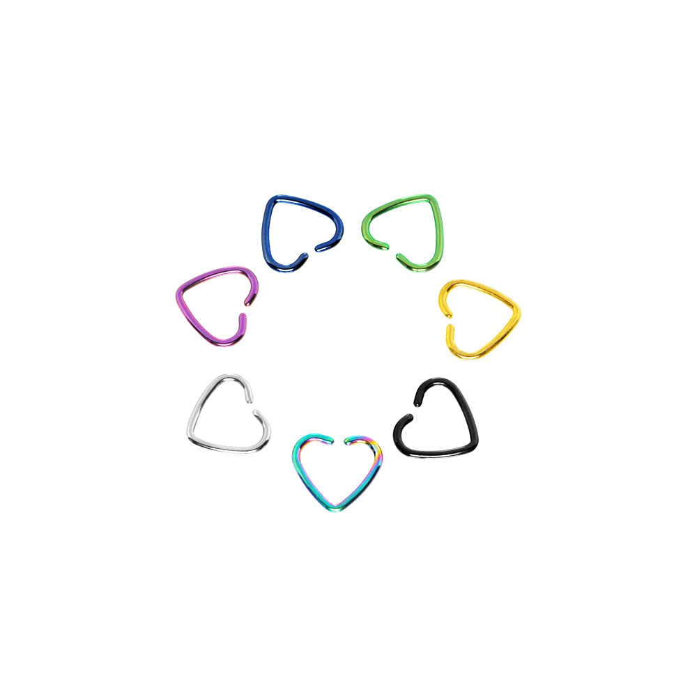 Body Candy Rainbow Hollow Heart Closure Daith Cartilage Tragus Earring - Dainty Boho Jewelry for Women, Hypoallergenic Surgical Steel Piercing Earrings for Everyday Wear & Special Occasions