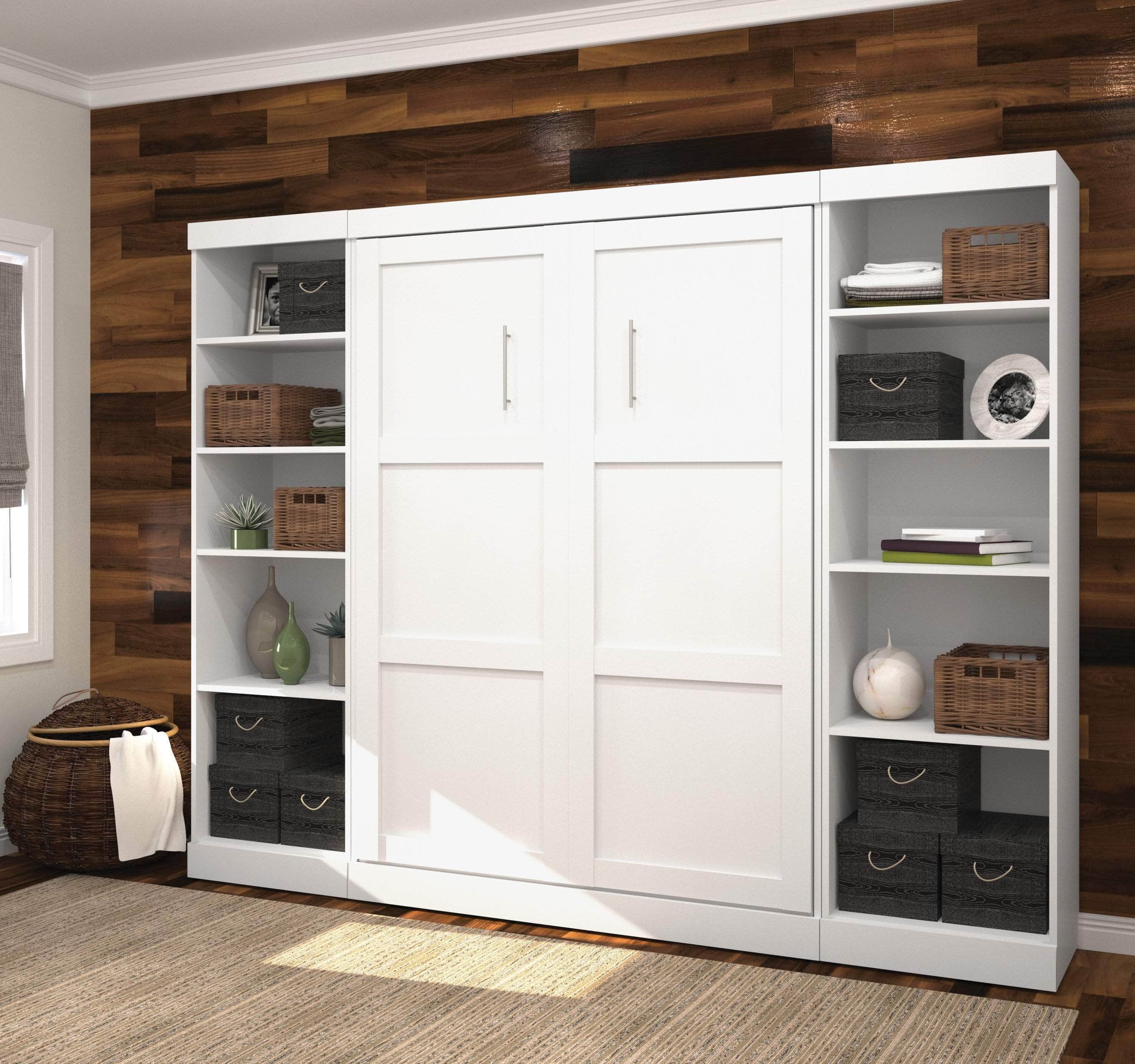 Space-Saving Full Murphy Bed with 2 Storage Units (109W) - 7 Color Options for Home, Office, or Guest Room Use
