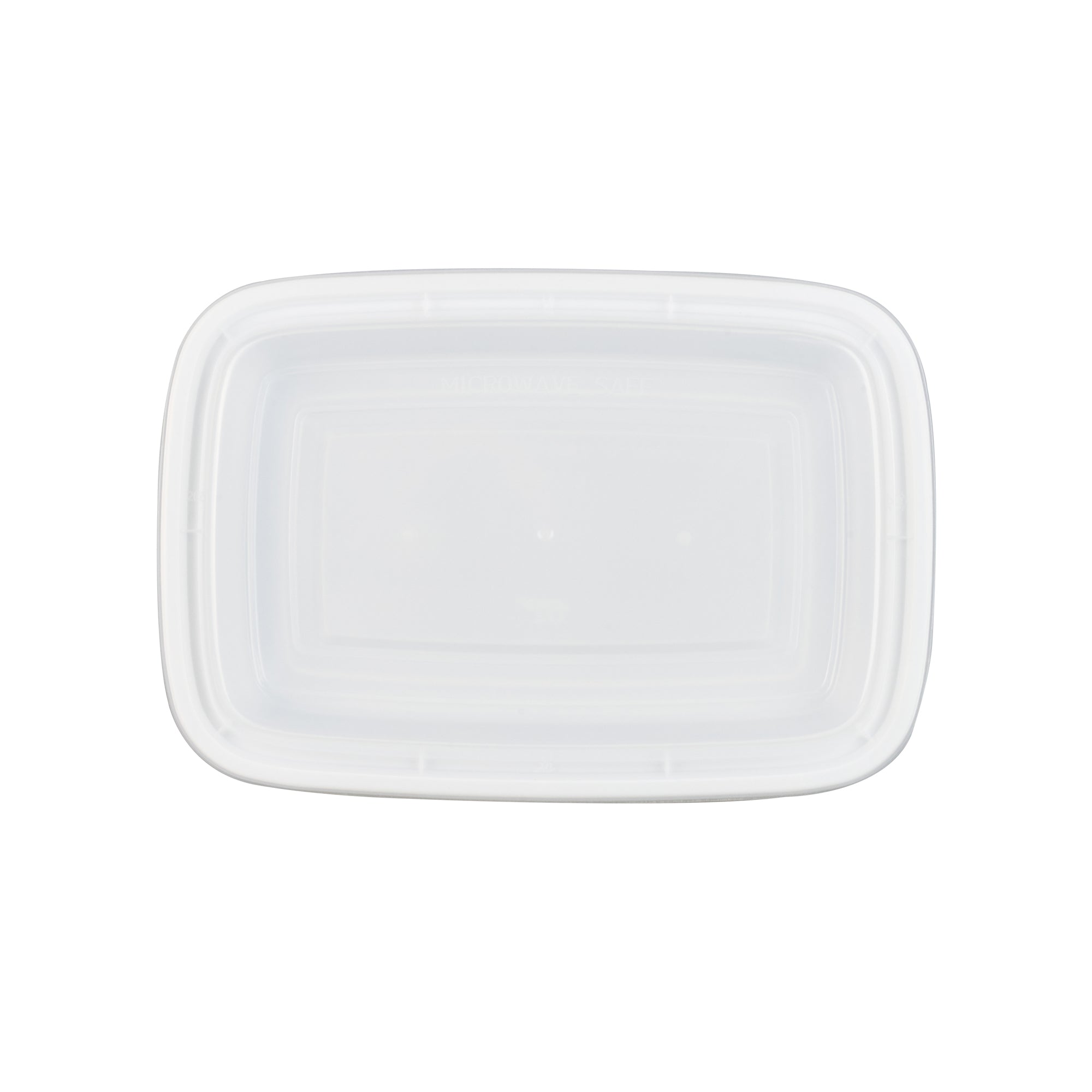 28 oz Rectangle White Plastic Food Storage Container with Clear Lid - Microwave Safe, 50-Pack (8.75