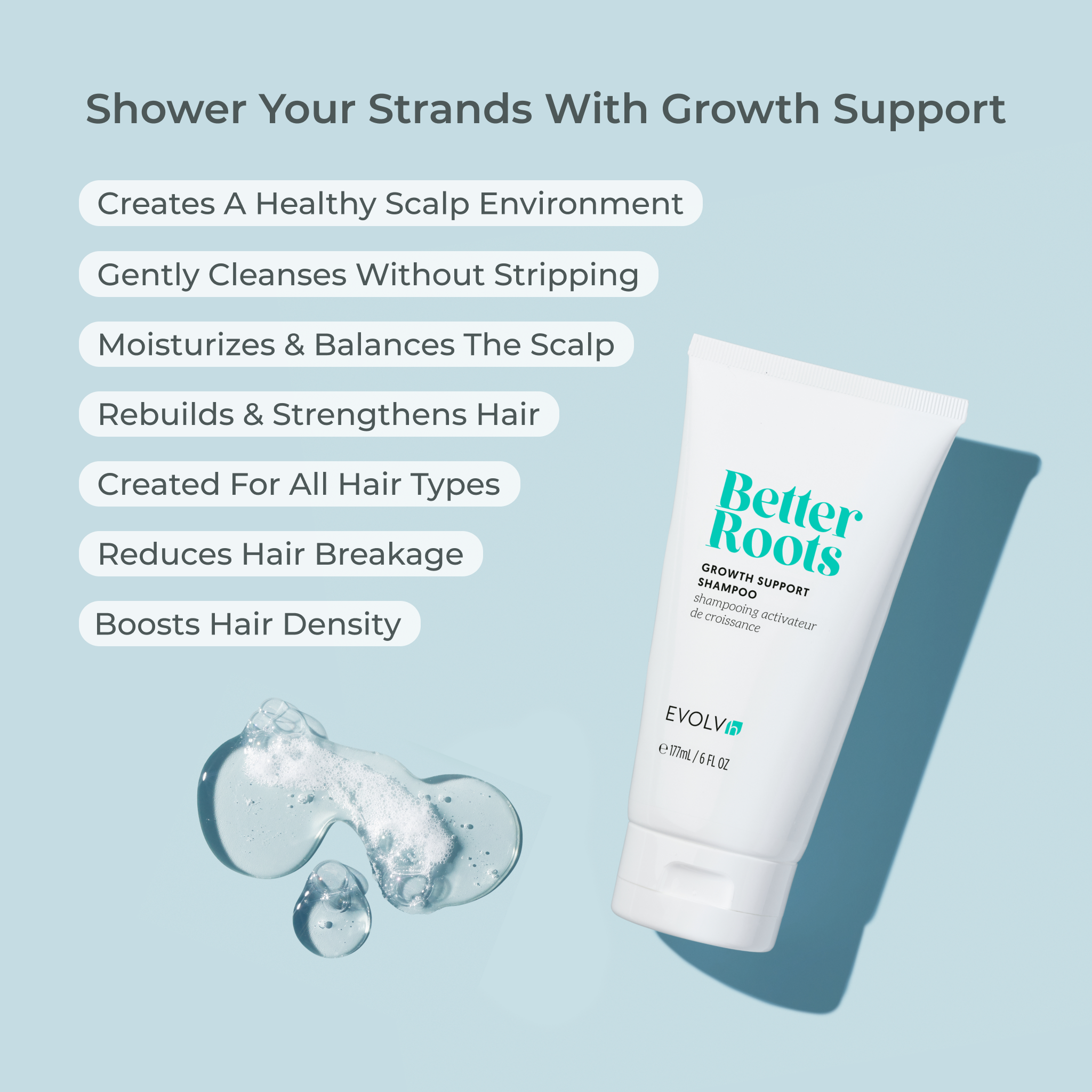 Better Roots Hair Growth Shampoo for Thicker & Stronger Hair - Stimulates Scalp & Promotes Healthy Hair Growth - Perfect for Daily Use & Hair Care Routine