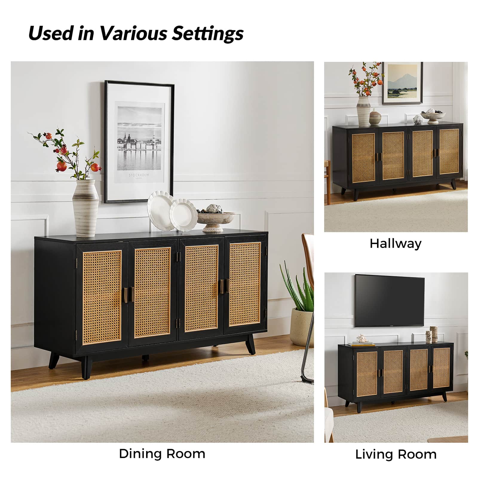 65 Inch TV Stand Console Table with Storage - Modern Entertainment Center for Living Room, Bedroom & Home Theater