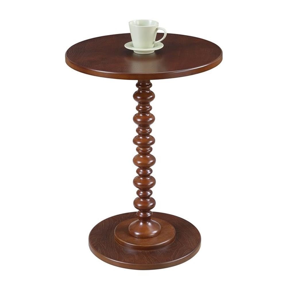 Premium Mahogany Wood Spindle Side Tables - Set of 2, Classic Home Square Palm Beach Style for Living Room, Bedroom or Patio Decor