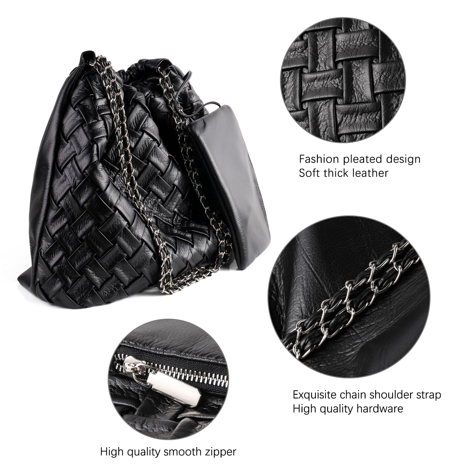 Women's Woven Leather Hobo Handbag & Tote Set - Stylish Shoulder Bags for Work & Travel