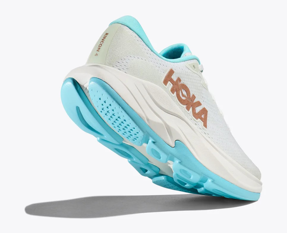 HOKA Women's Rincon 4 Wide Running Shoes - Frost/Rose Gold - Lightweight Cushioned Sneakers for Road Running, Jogging & Gym Workouts