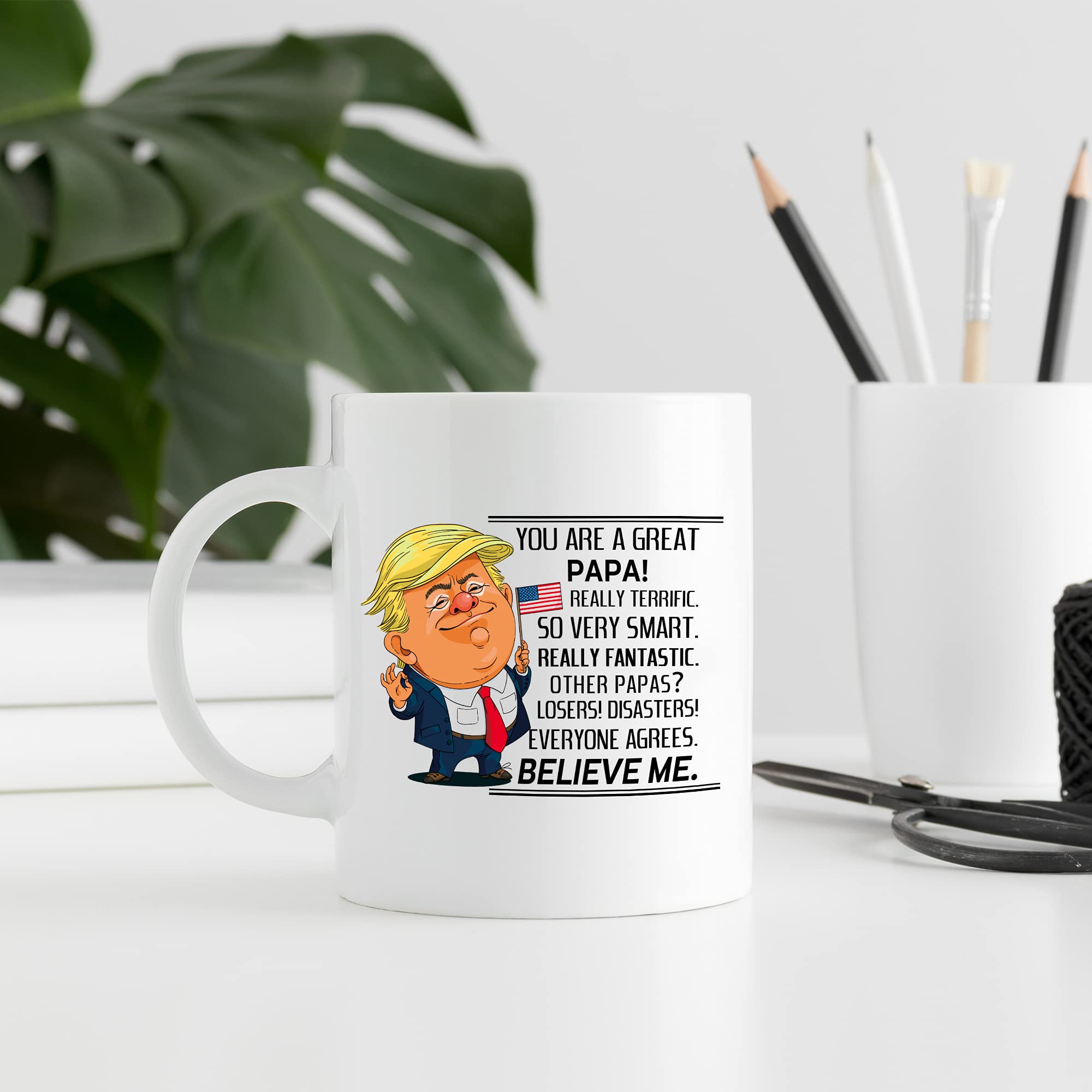 Funny 'You Are A Great Papa' Trump Mug - 11 oz Novelty Coffee Cup for Dad, Grandpa - Perfect Birthday Gift from Grandkids - Great for Father's Day, Retirement & Family Gatherings
