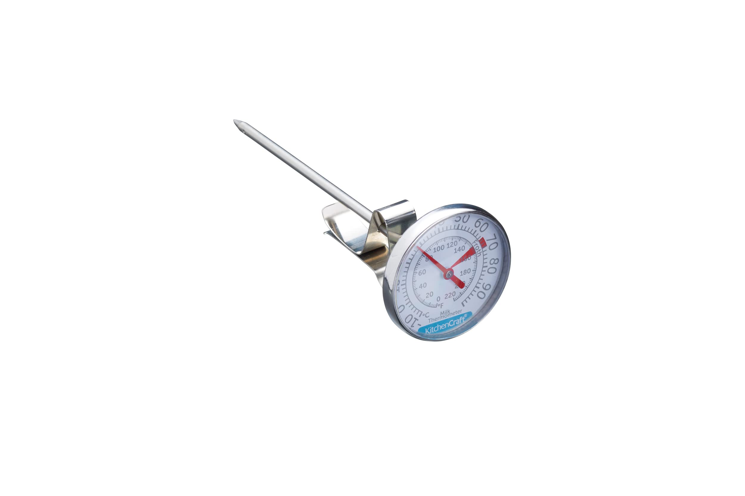 KitchenCraft Stainless Steel Milk Thermometer - Digital Cooking Thermometer for Coffee, Tea & Baking - Perfect for Home Chefs & Baristas