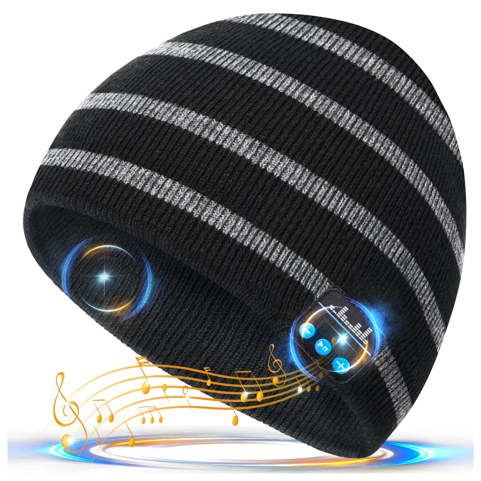 Wireless Bluetooth Beanie Hat for Men & Women - Warm Winter Music Cap with Built-in Speakers, Perfect Christmas Gift for Teens & Adults (Black) - Ideal for Skiing, Running, and Outdoor Activities