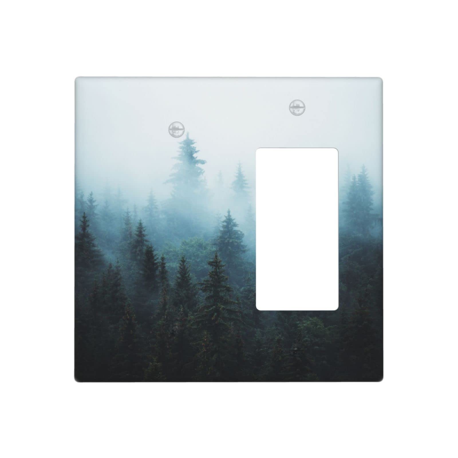 Foggy Forest Switch Plates - Decorative Outlet Covers with Cute Cloud & Mist Design - 1 Blank & 1 Rocker Wall Plate Cover for Home Decor - Perfect for Nursery, Bedroom, and Living Room Wall Switch Decoration