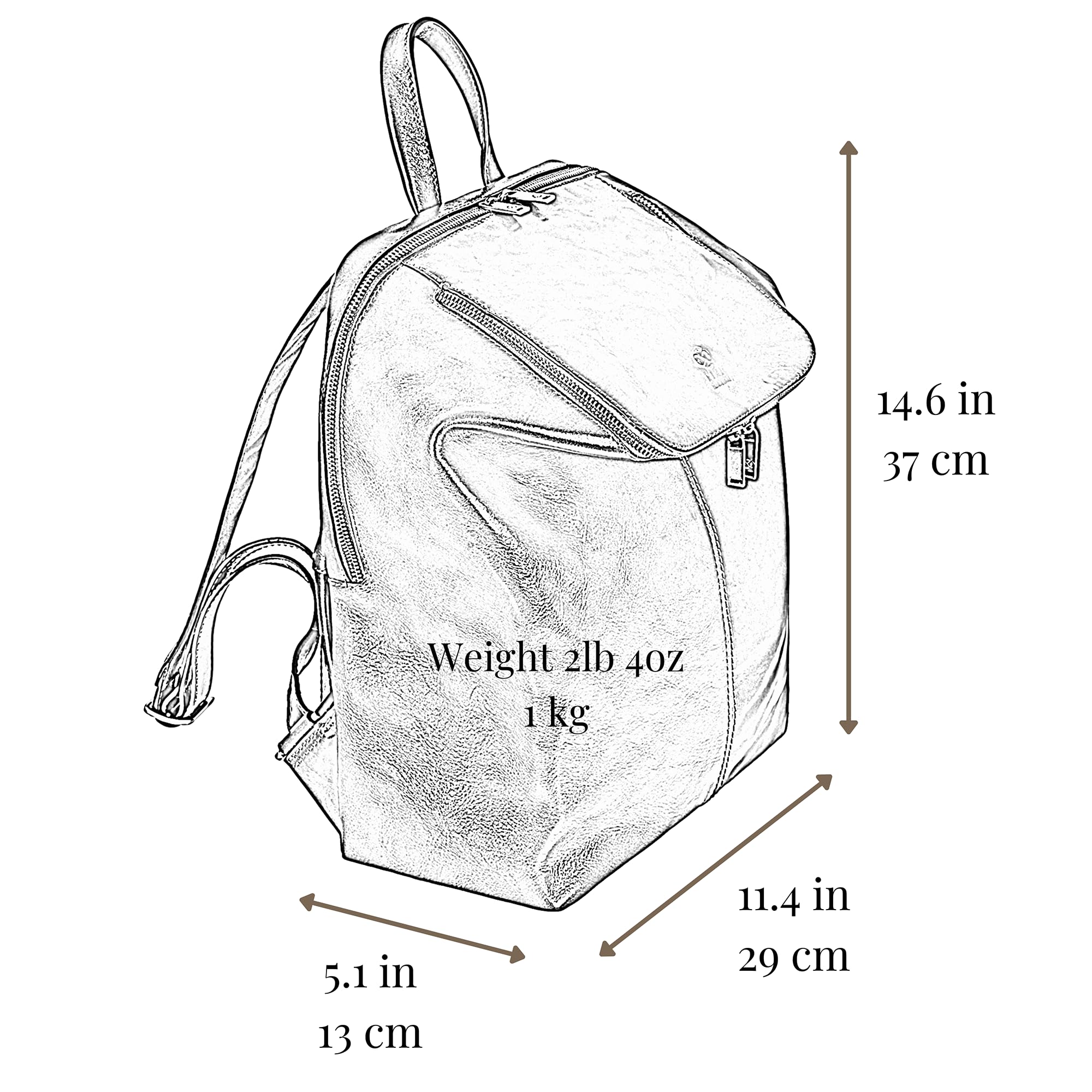 Premium Genuine Leather Backpack - Waterproof Anti-Theft Laptop Bag for Men & Women (15.6 Inch) - Business Travel, College & Commuting - Cognac Brown