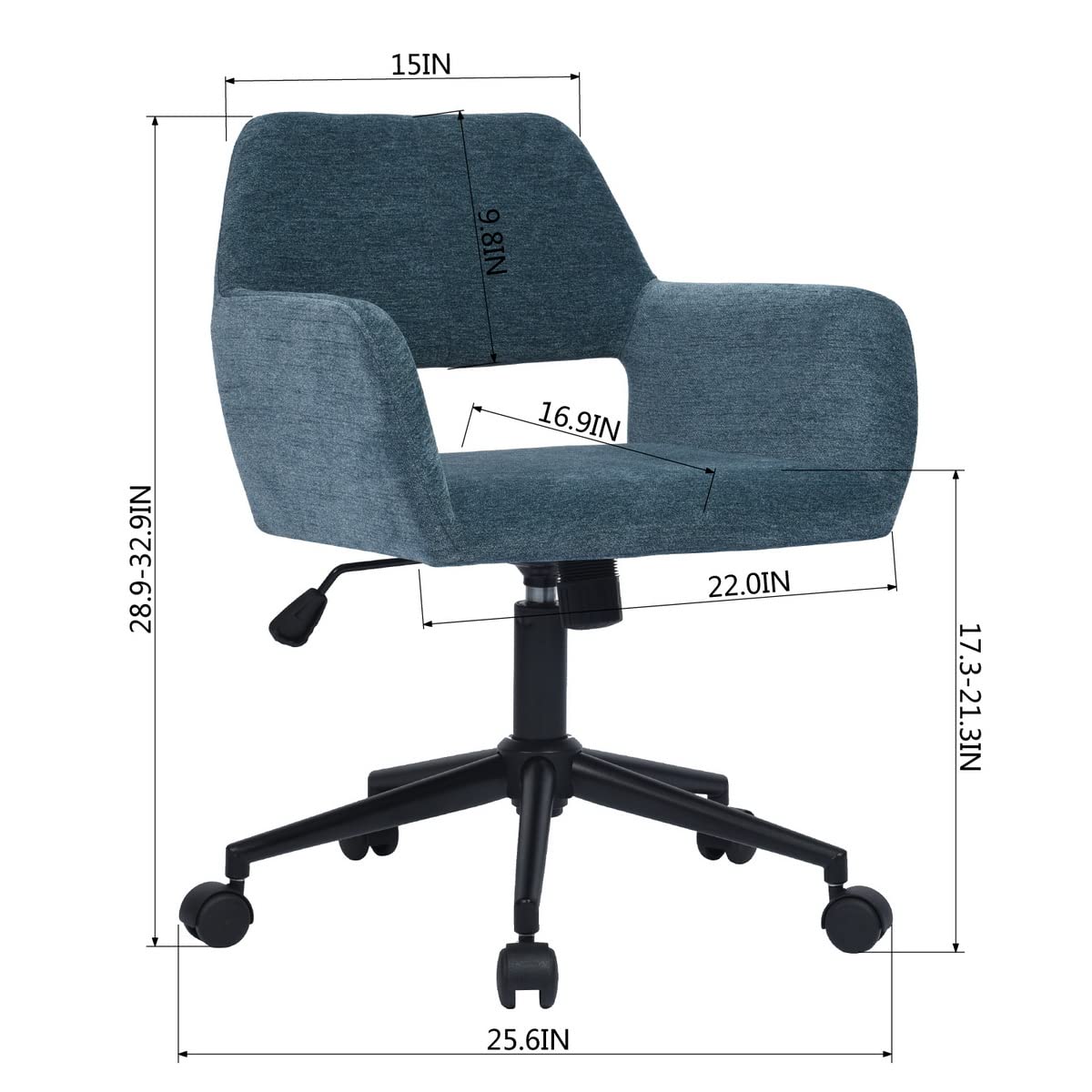 Velvet Swivel Desk Chair with Hollow Mid-Back - Upholstered Office Task Chair for Home, Living Room, Vanity & Makeup Room - Ergonomic Comfort for Work, Study & Beauty Routine
