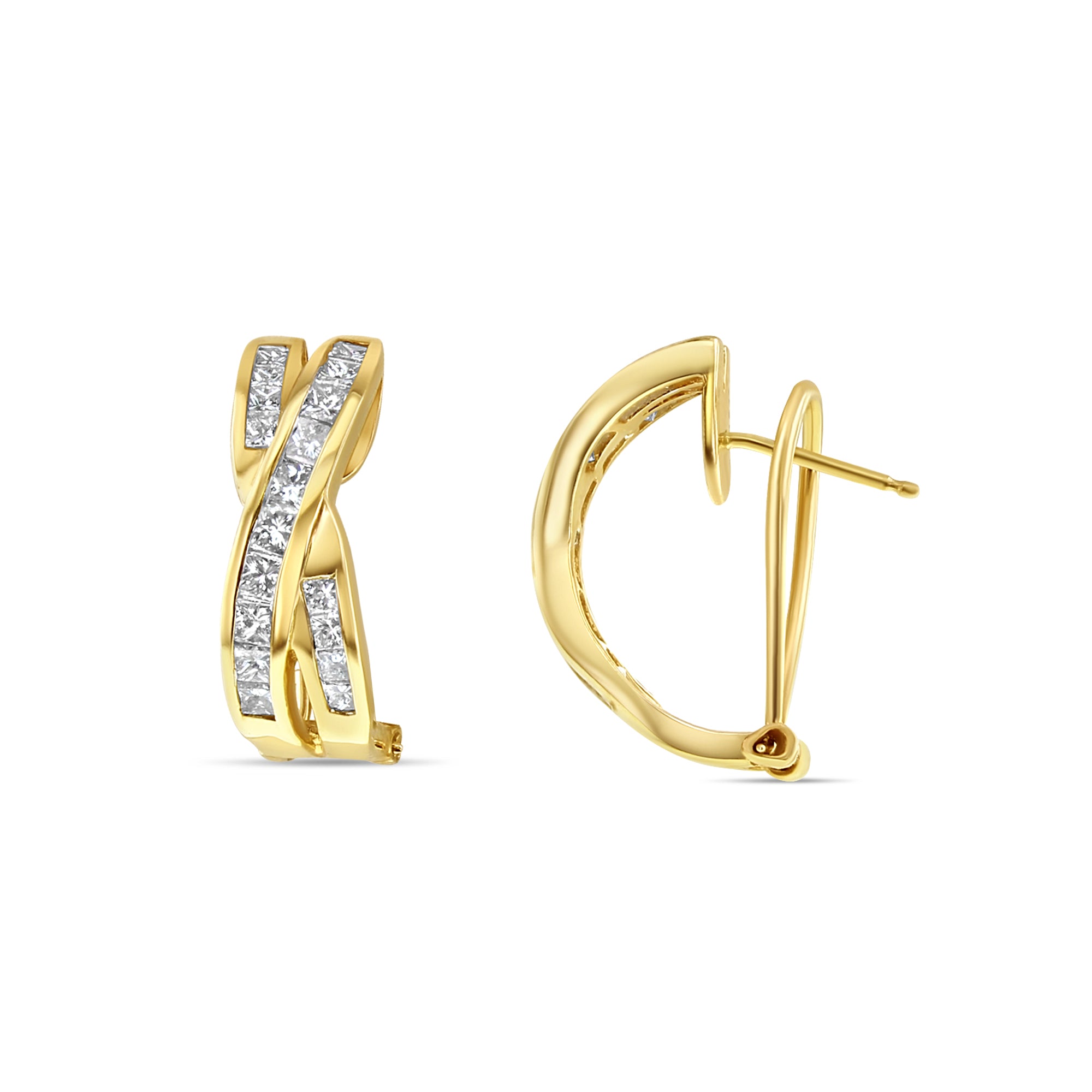 Princess Cut Diamond X Clip-On Earrings – Elegant & Comfortable Non-Pierced Ear Jewelry for Women | Perfect for Weddings, Parties & Special Occasions